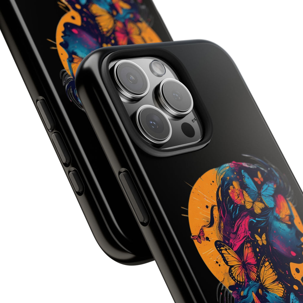 Butterfly Silhouette Tough Phone Case — Colorful Woman Art Protective Cover