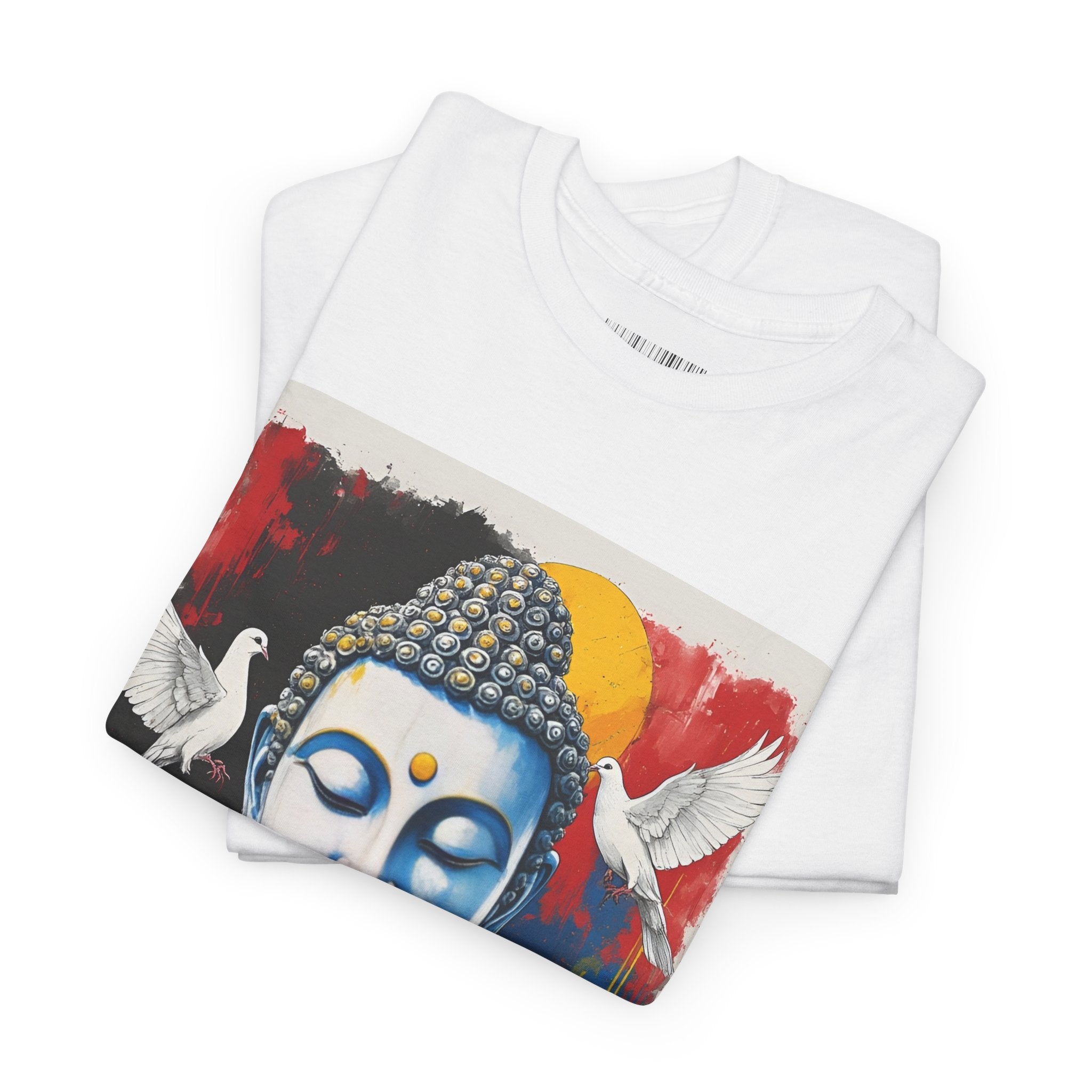 Buddha Peace Tee — Colorful Buddha & Doves Graphic T-Shirt