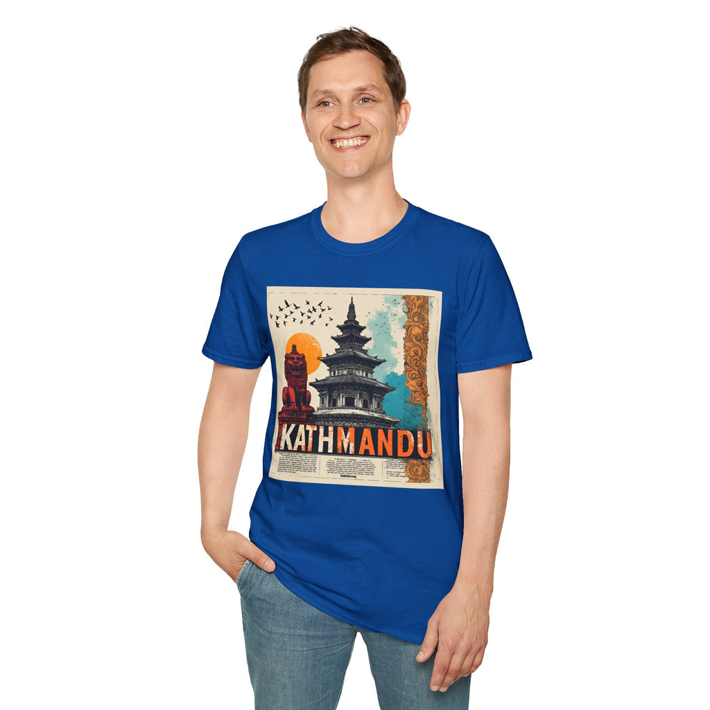 Kathmandu Vintage Travel T-Shirt – Retro Nepal Skyline Graphic Tee, Cultural Tourism Design