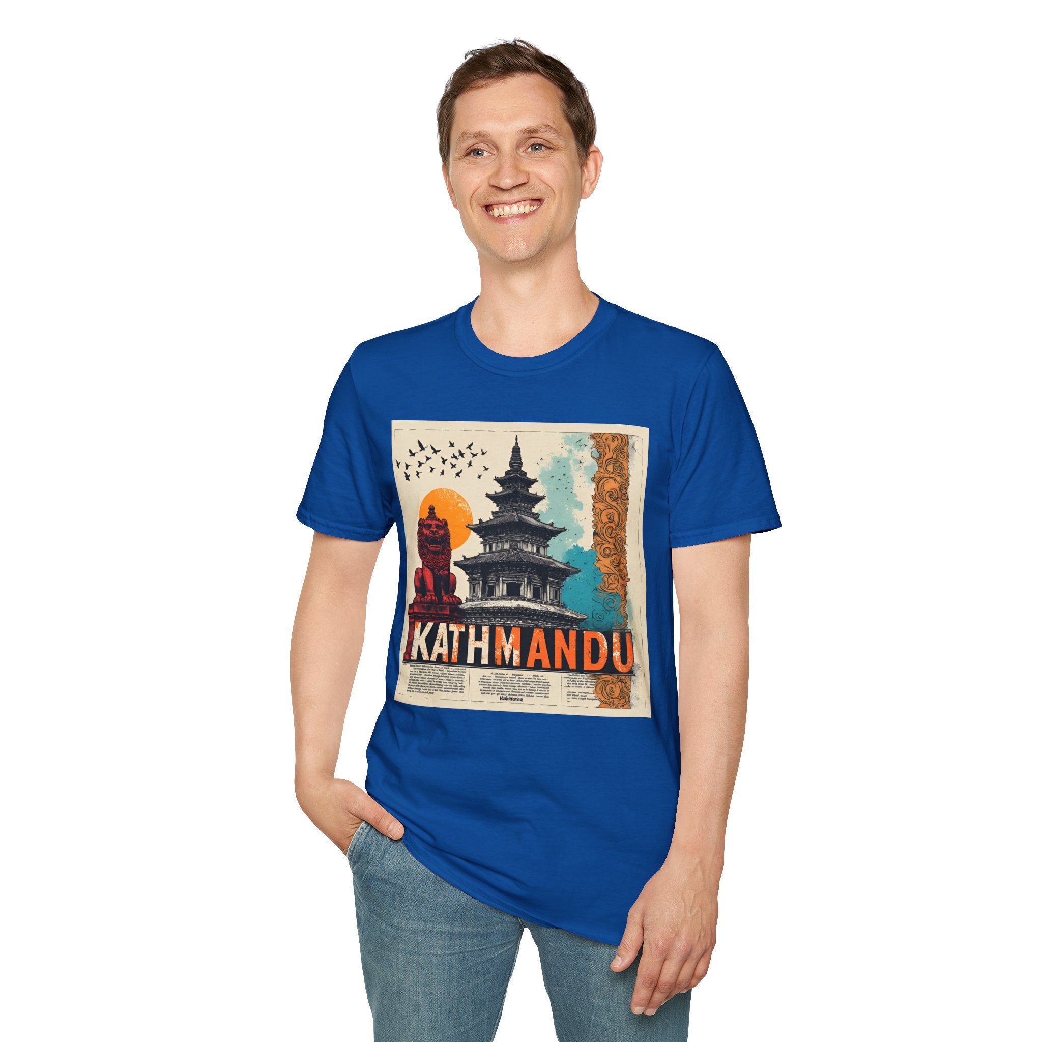 Kathmandu Vintage Travel T-Shirt – Retro Nepal Skyline Graphic Tee, Cultural Tourism Design