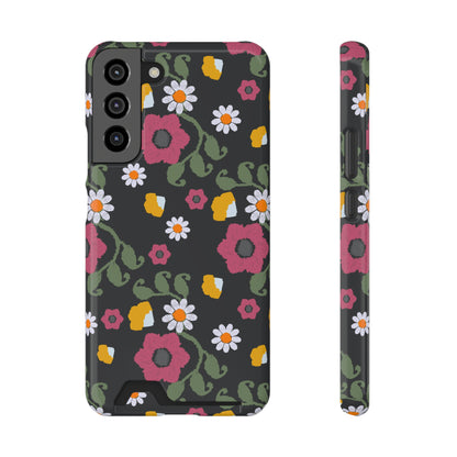 Floral Phone Case with Card Holder, Stylish Smartphone Accessory, Gifts for Her, Trendy Floral Design, Perfect for Spring & Summer