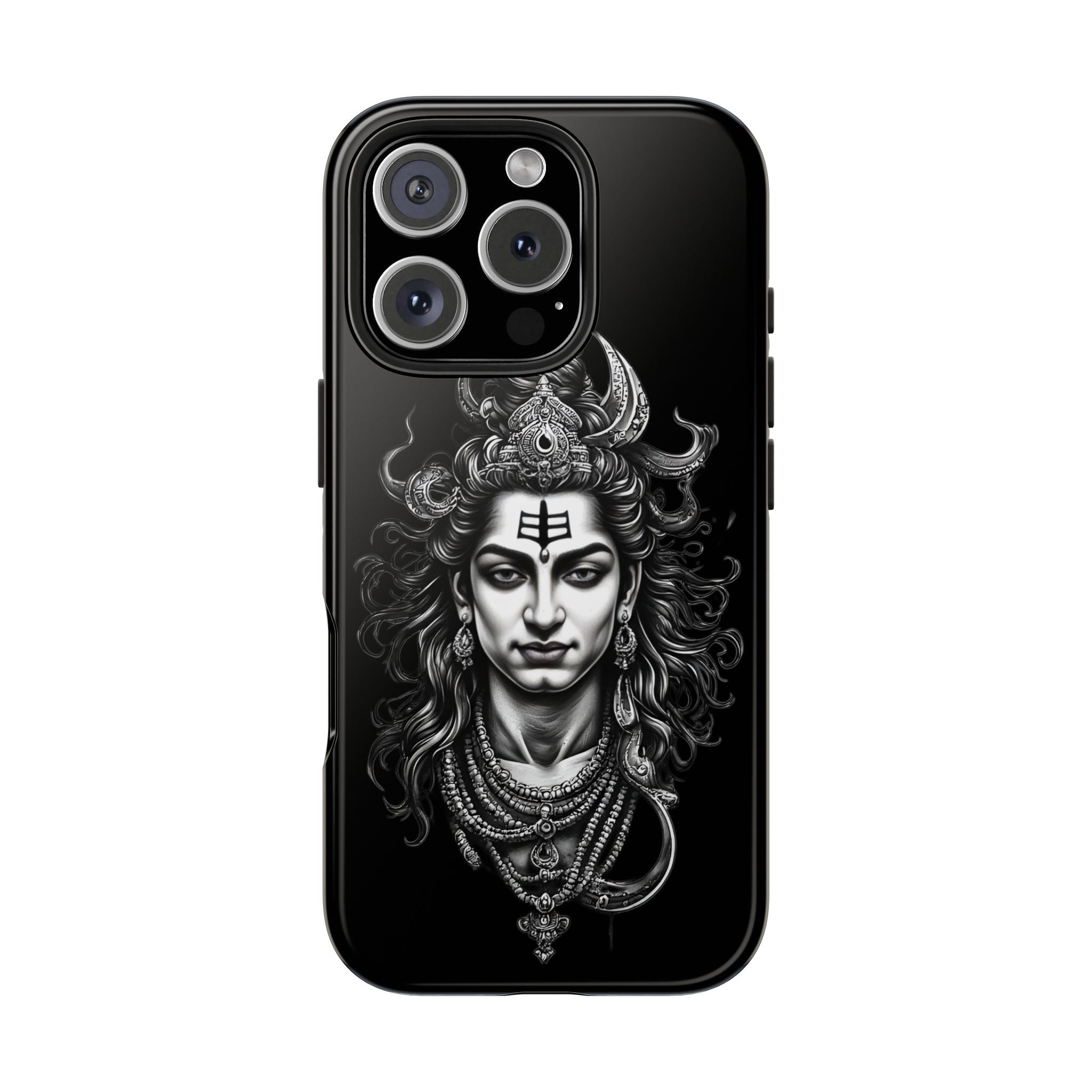Phone Case — Intricate Lord Shiva Illustration on Black Tough Case