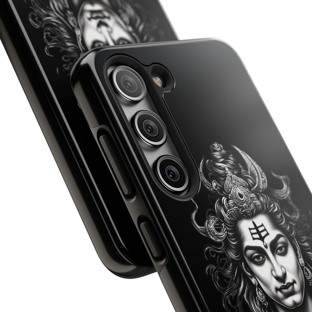 Phone Case — Intricate Lord Shiva Illustration on Black Tough Case