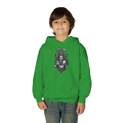 Youth Hoodie with Gothic Goddess Skull Art — Dark Fantasy Graphic Pullover