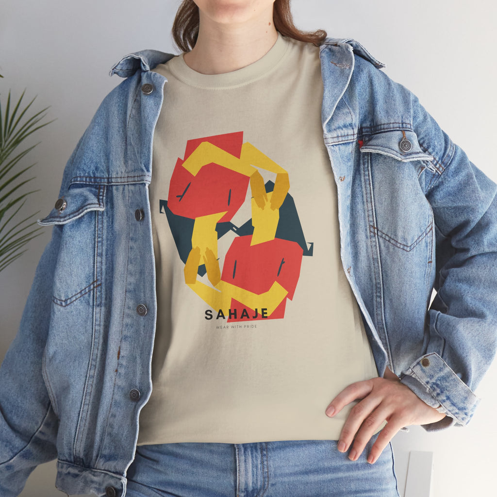 Foxes in Hexagon Graphic Tee — Minimal Geometric Animal Shirt