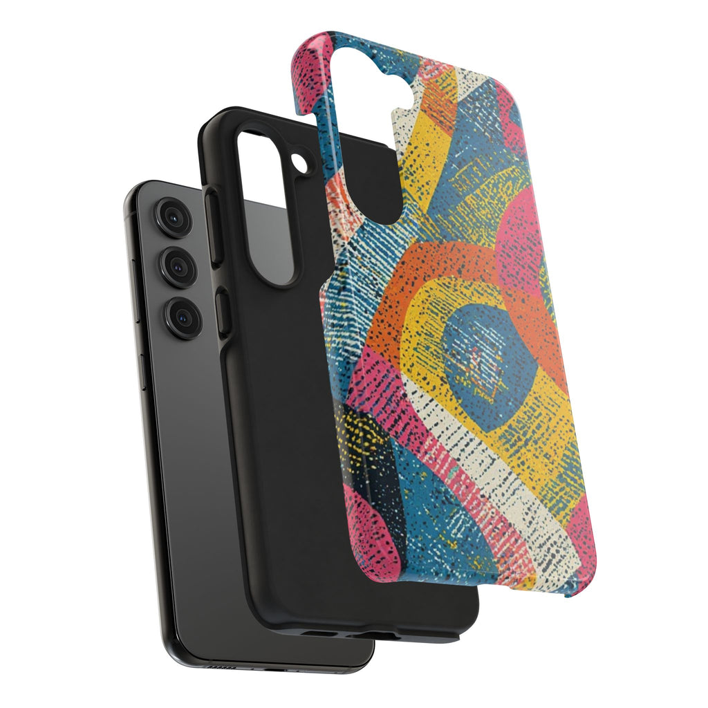 Bold Retro Abstract Tough Phone Case — Colorful Geometric Protective Cover