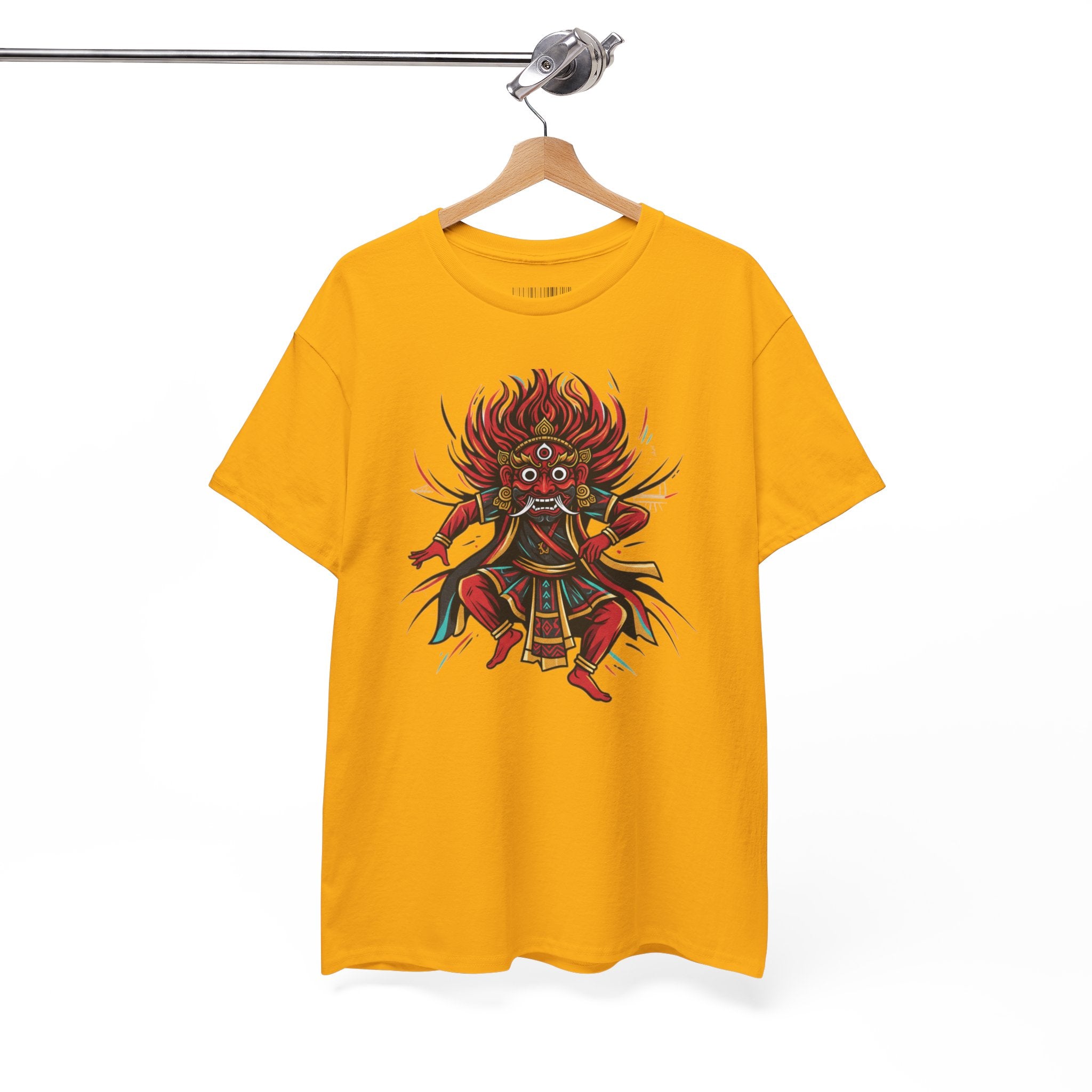 T-Shirt — Fierce Red Oni Demon Graphic Tee (Mythic Japanese Mask Design)