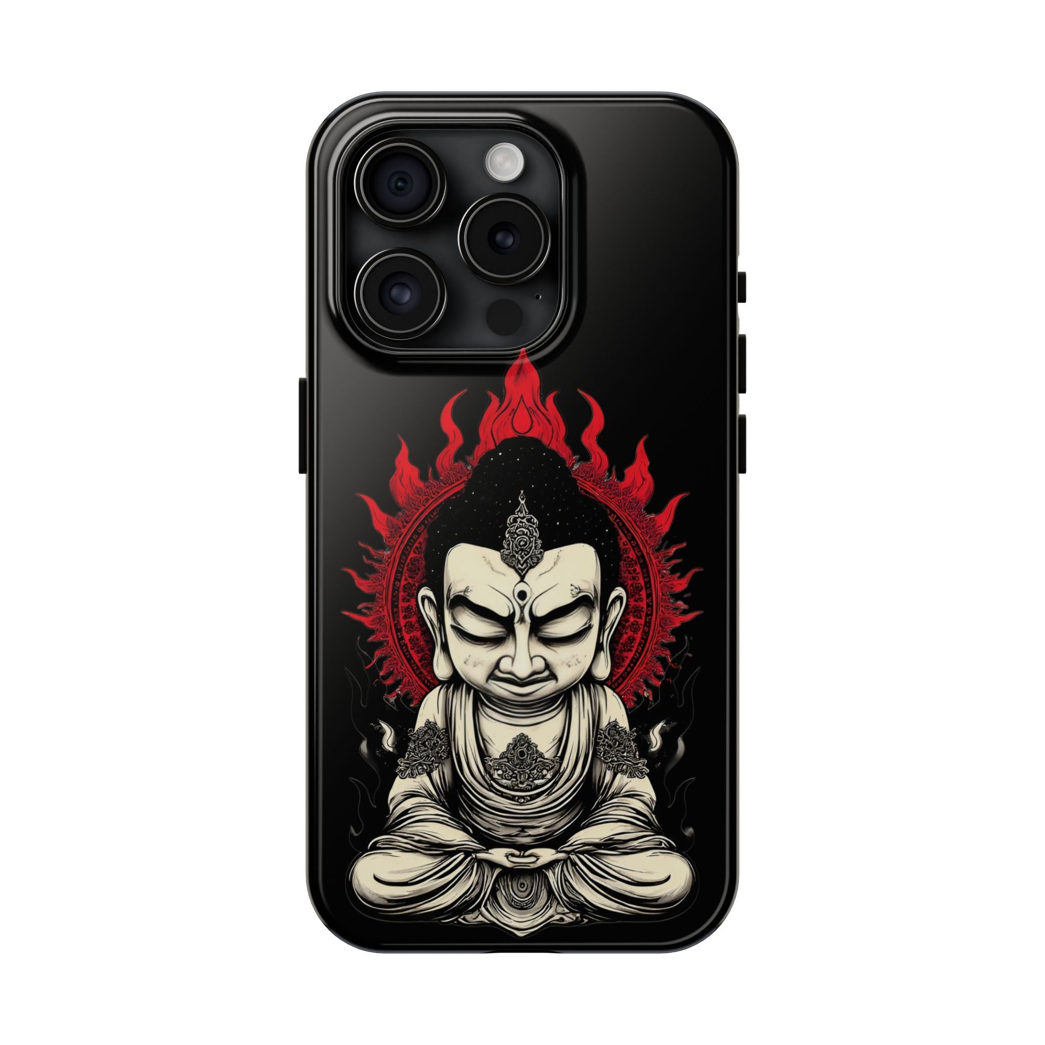 Meditative Buddha Tough Phone Case — Red Flame Zen Protection