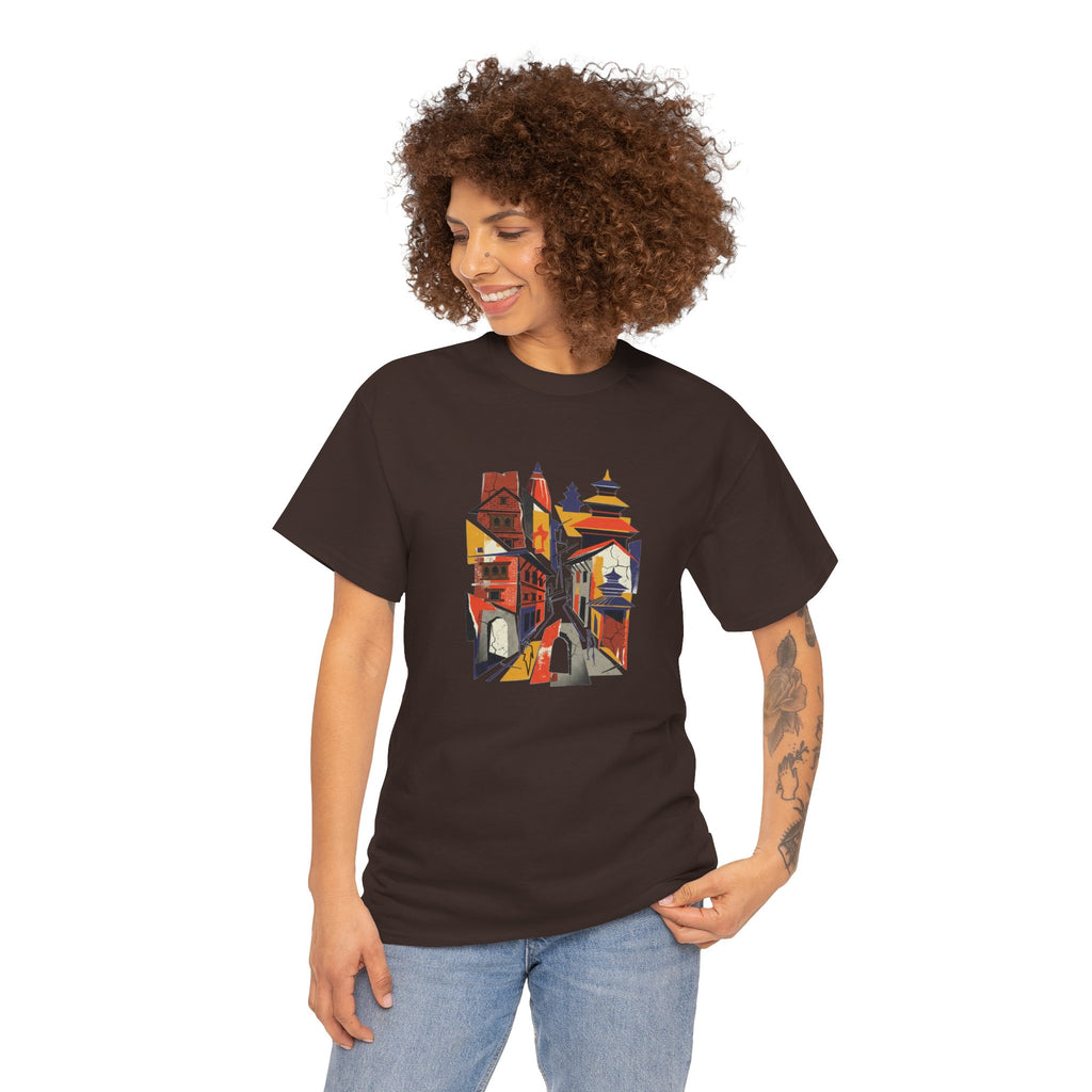 Cityscape Abstract Tee — Colorful Urban Architecture Graphic T‑Shirt