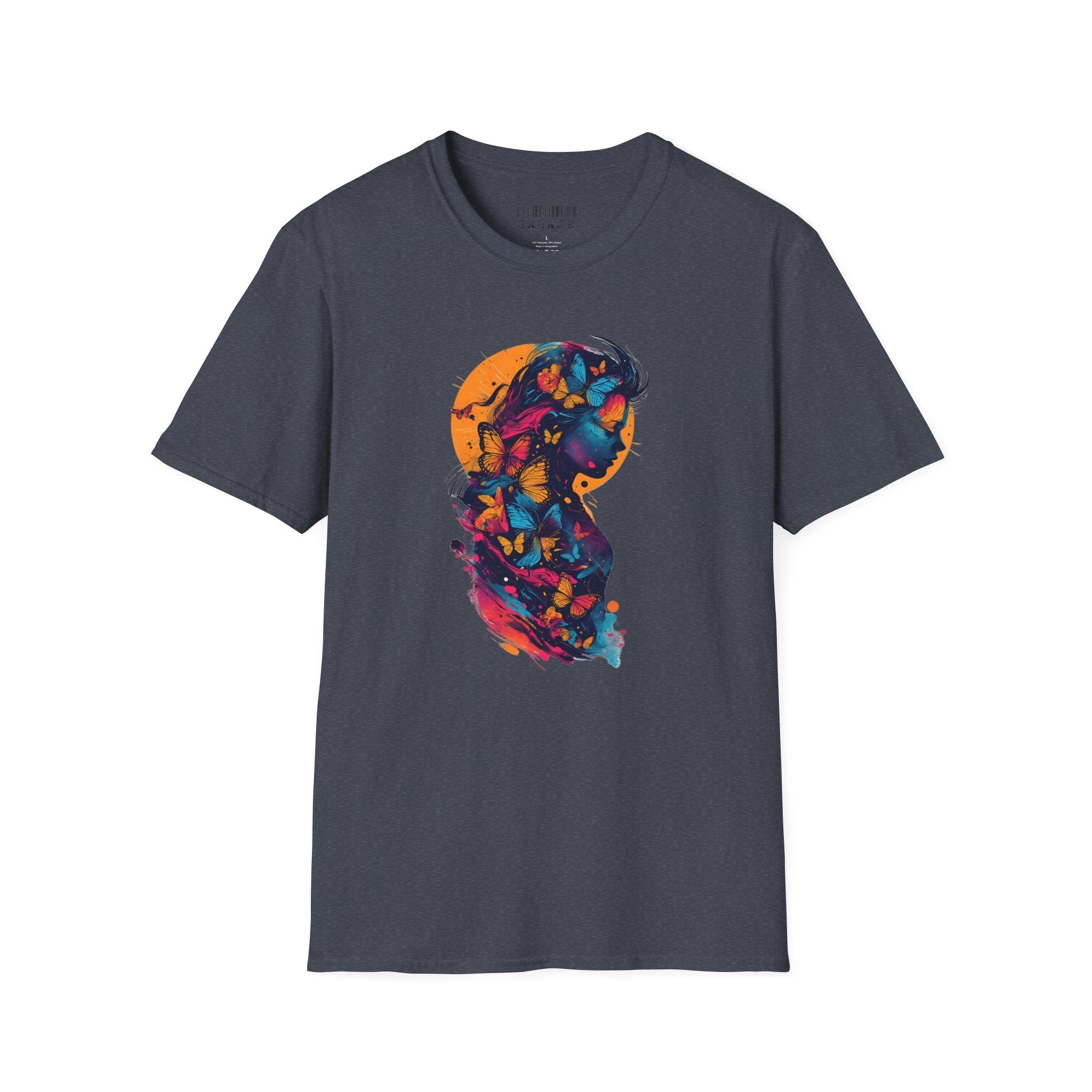 Butterfly Silhouette T-Shirt — Colorful Floral Profile Tee