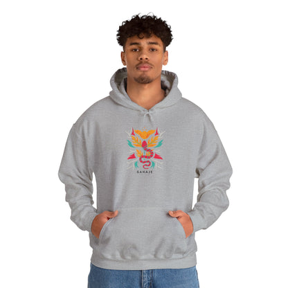Floral Snake Hoodie — Colorful Serpent & Bloom Graphic Sweatshirt
