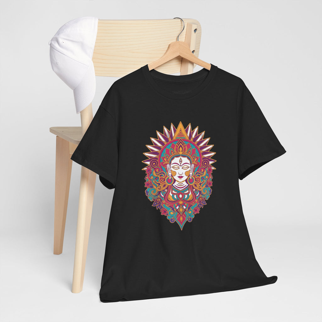 Spiritual Goddess Sun Mandala Tee — Colorful Boho Yoga T‑Shirt