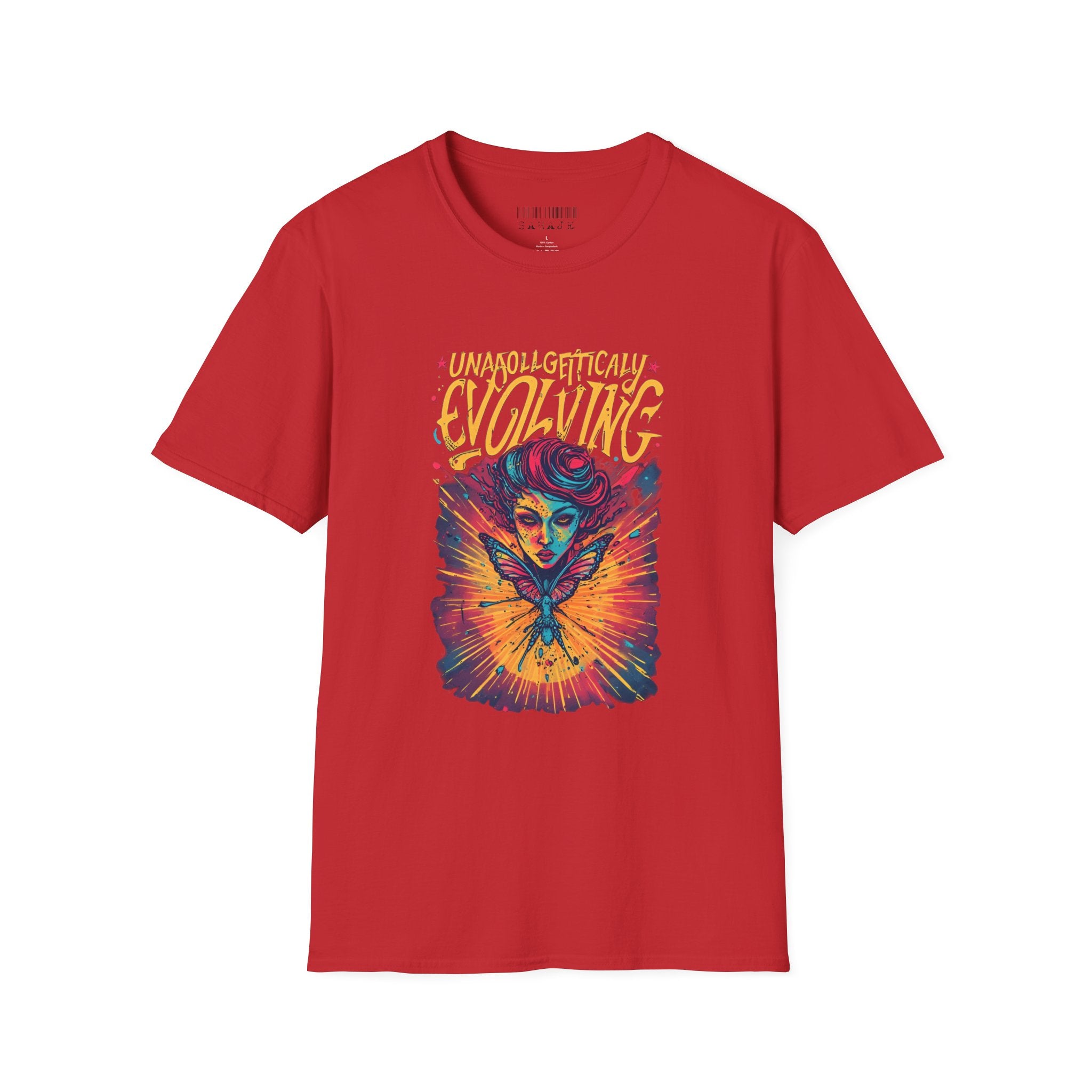 Evolving Butterfly Graphic T-Shirt — "Unapologetically Evolving" Vibrant Psychedelic Tee