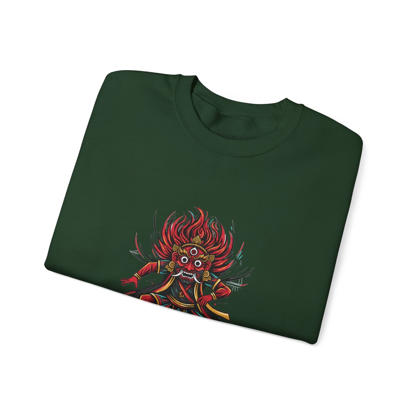 Crewneck Sweatshirt — Red Demon Guardian Graphic