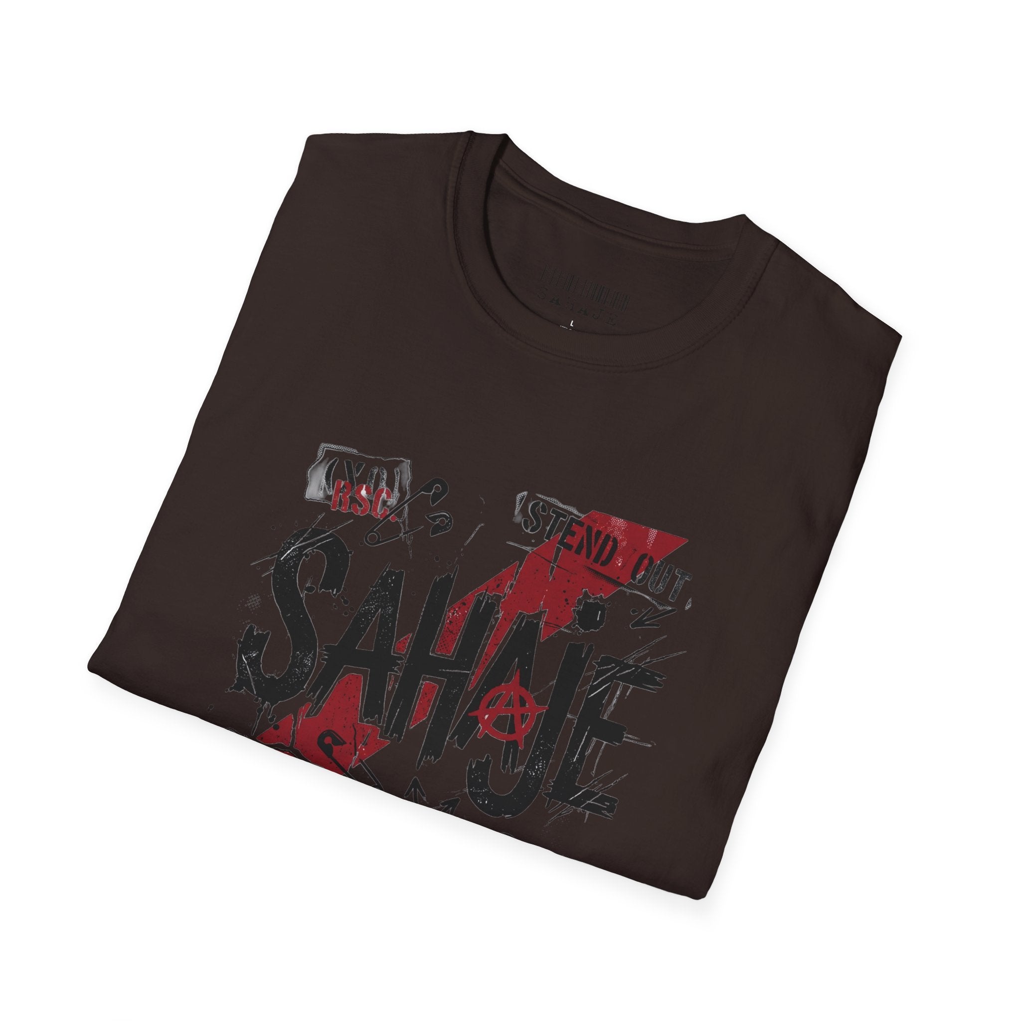 SAHAJE Graphic T‑Shirt — Distressed Red Accent Streetwear Tee