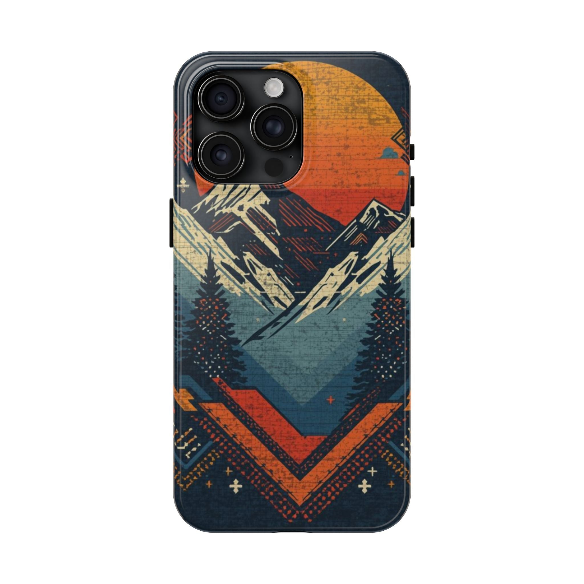 Tough Phone Case — Retro Mountain Sunset Design