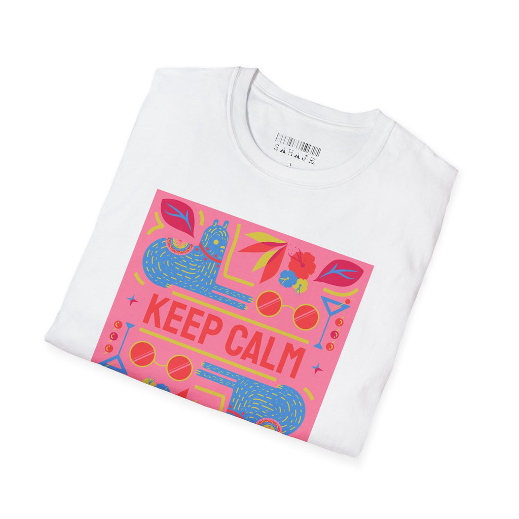 Keep Calm Retro Floral T-Shirt — Bright Pink Graphic Tee