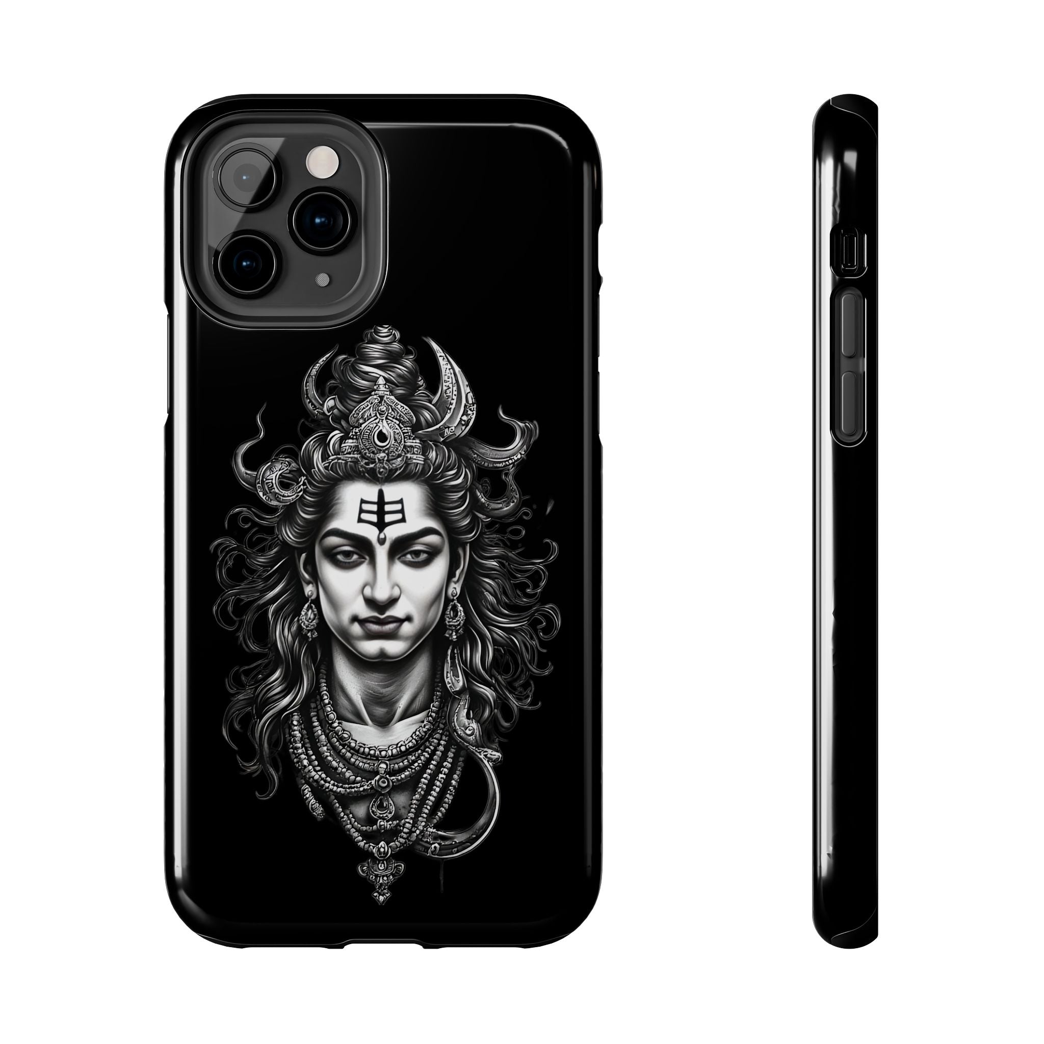 Phone Case — Intricate Lord Shiva Illustration on Black Tough Case