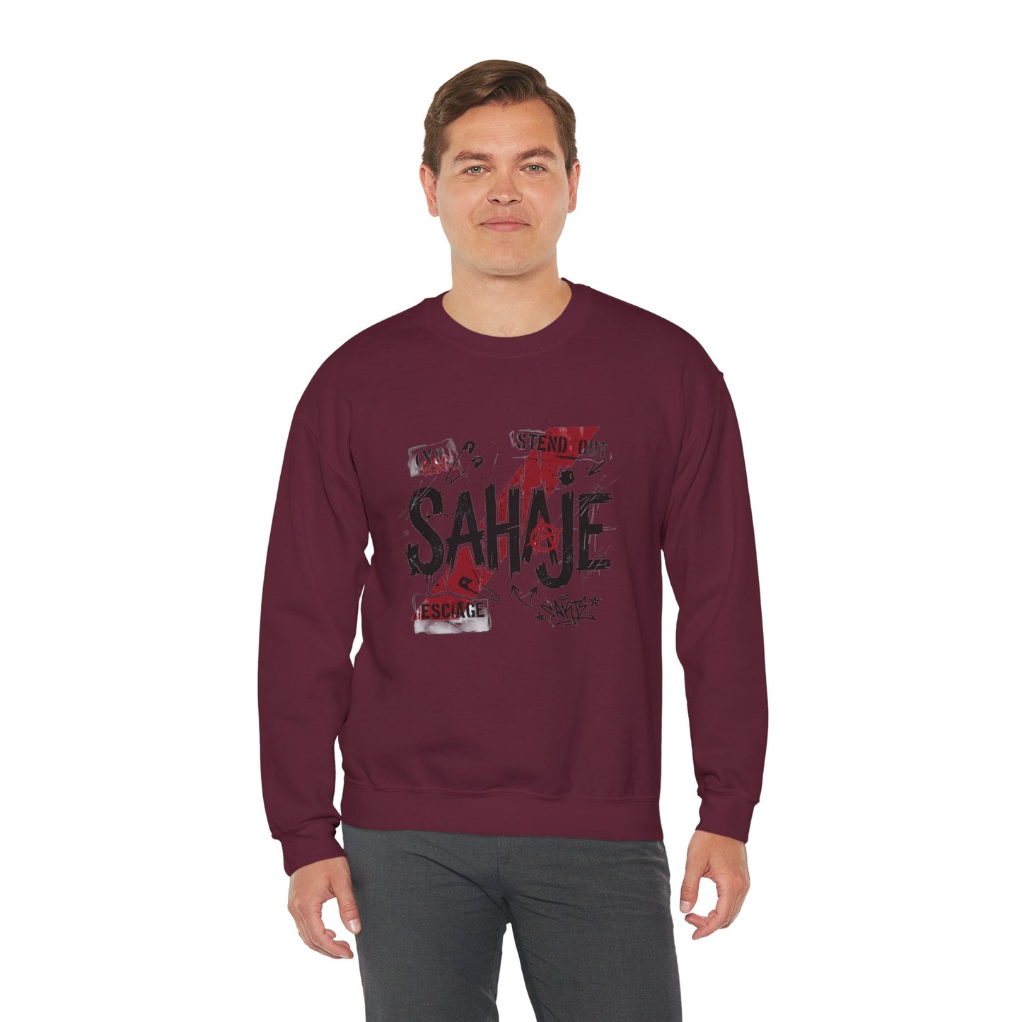 Sahaje Graphic Crewneck Sweatshirt – Streetwear Logo Pullover