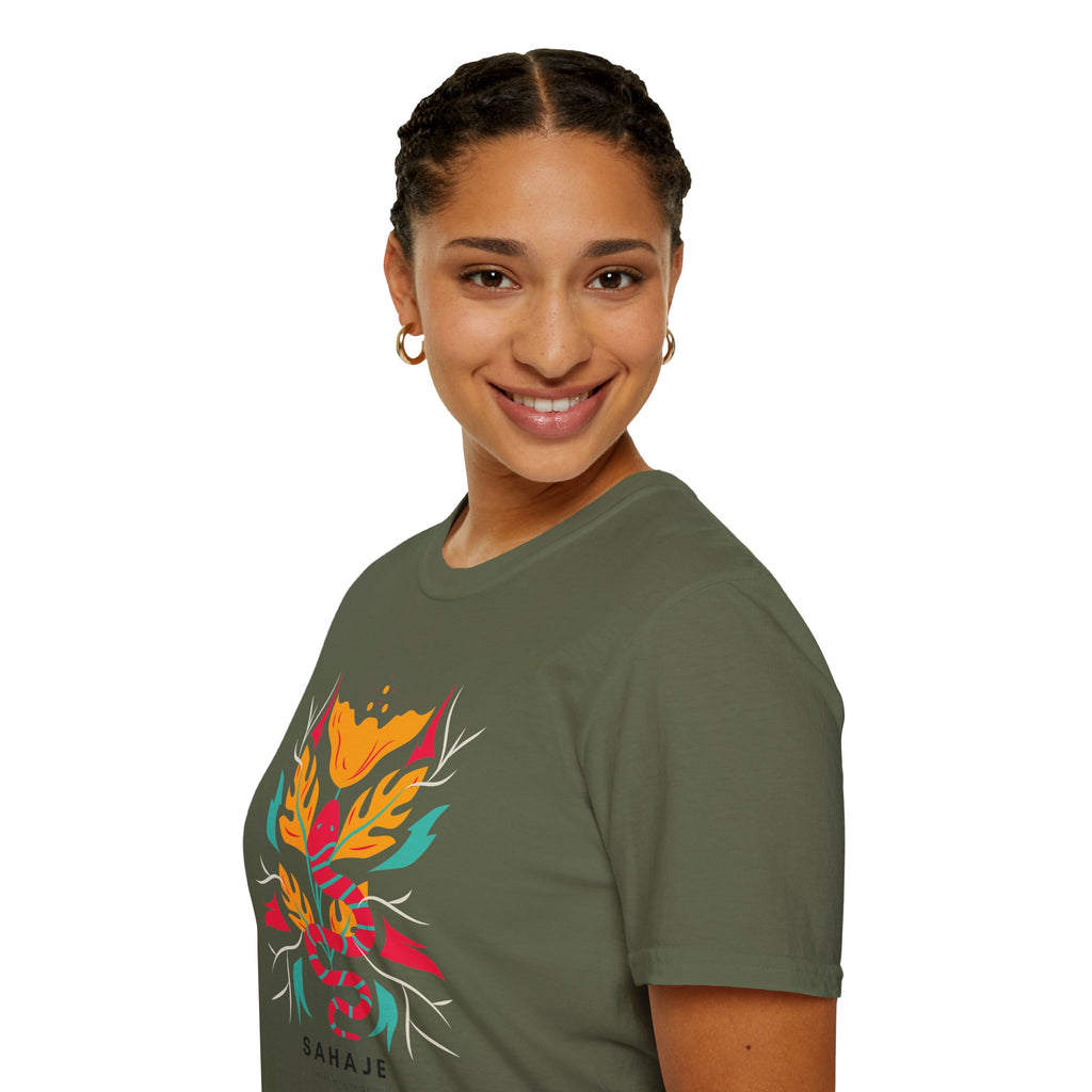 Sahaje Floral Snake Graphic T-Shirt