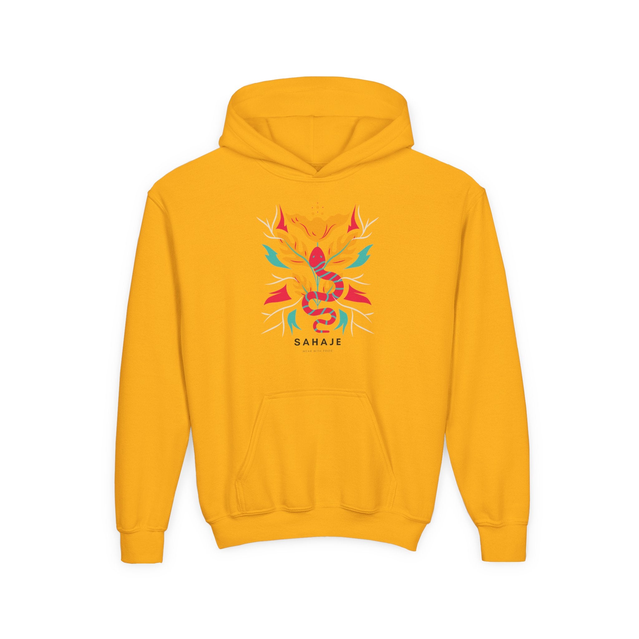 Youth Hoodie — Colorful Sahaja Floral Serpent Design