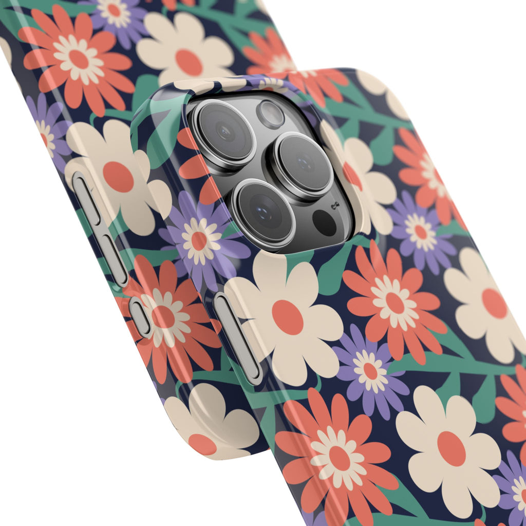 Floral Retro Slim Phone Case – Navy Ditsy Flowers