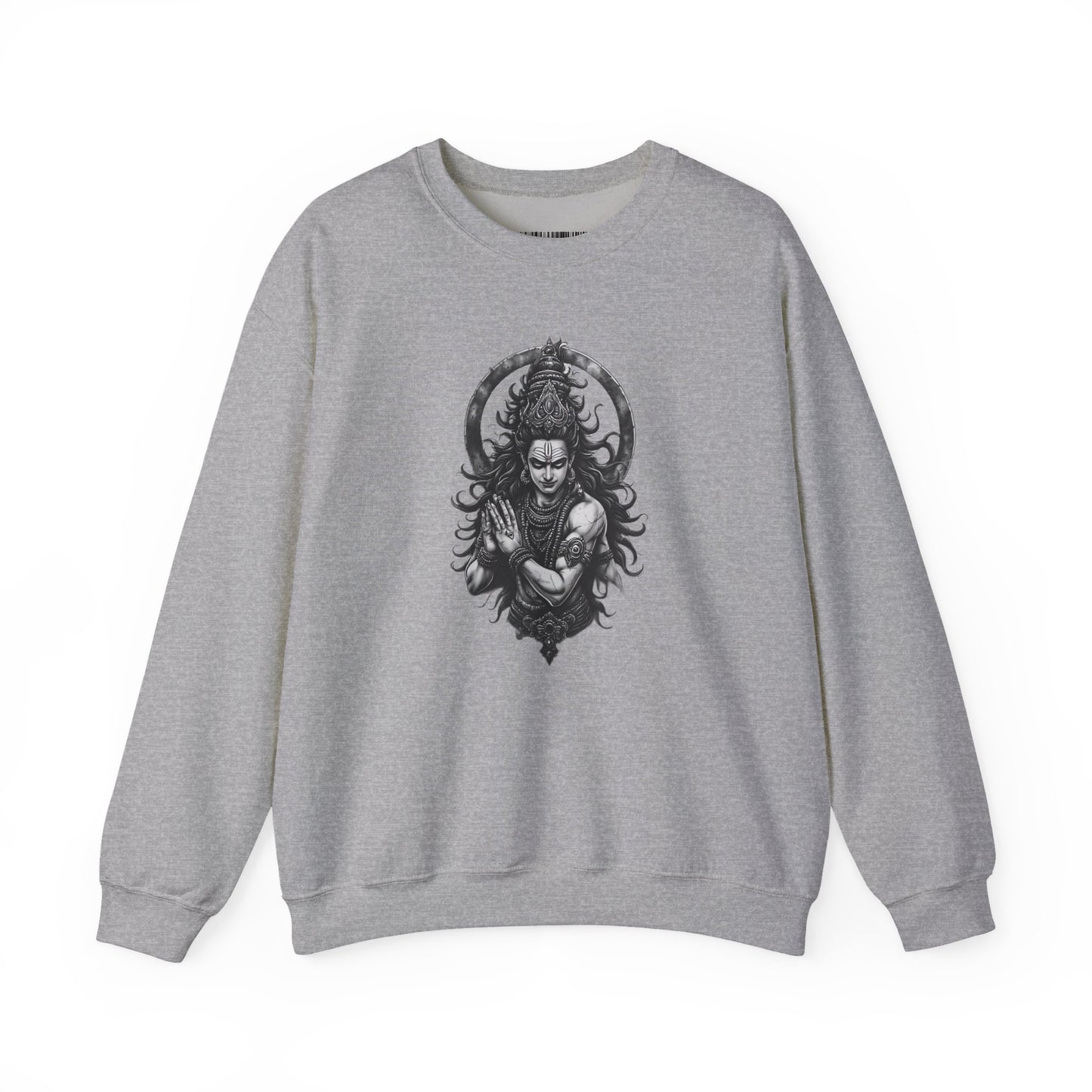 Shiva Meditation Crewneck Sweatshirt — Detailed Shiva Portrait Spiritual Yoga Pullover