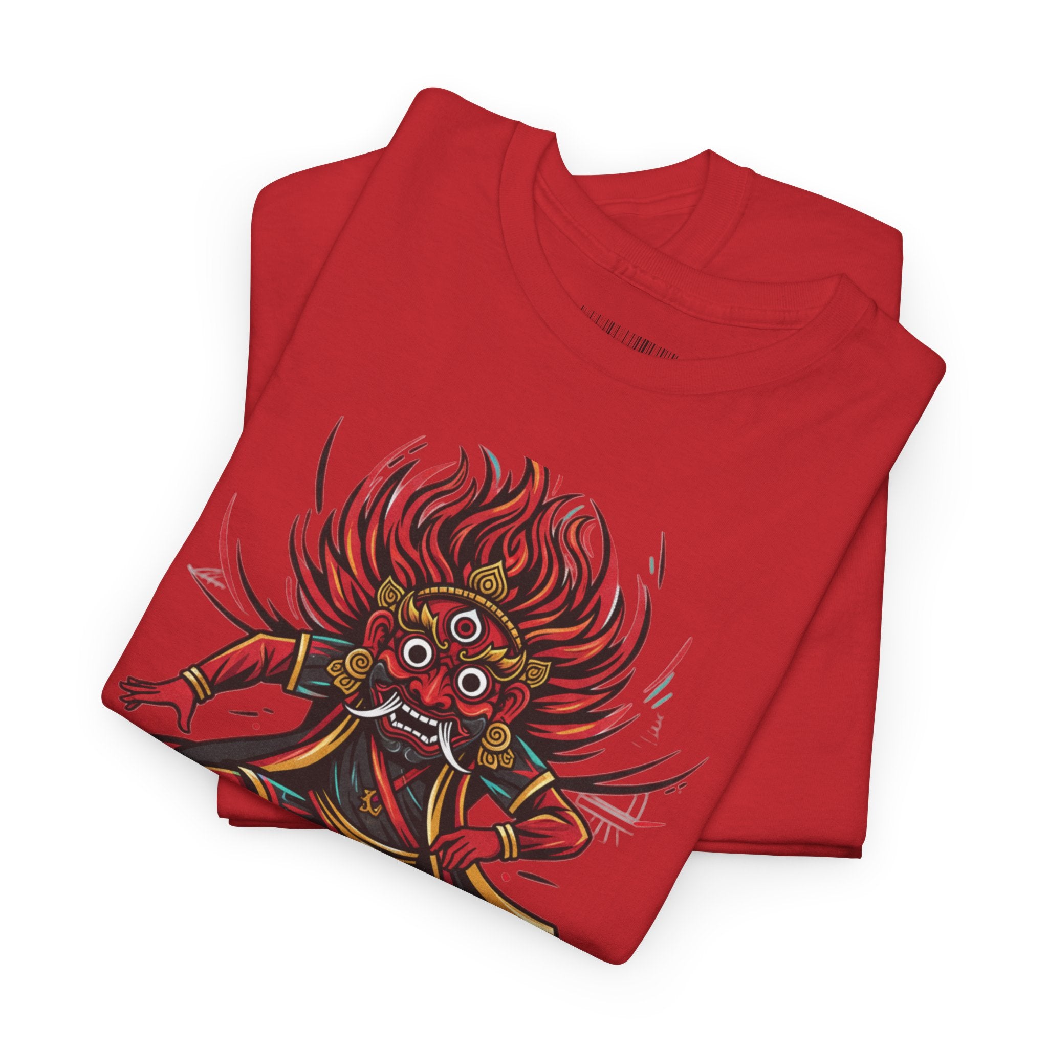T-Shirt — Fierce Red Oni Demon Graphic Tee (Mythic Japanese Mask Design)