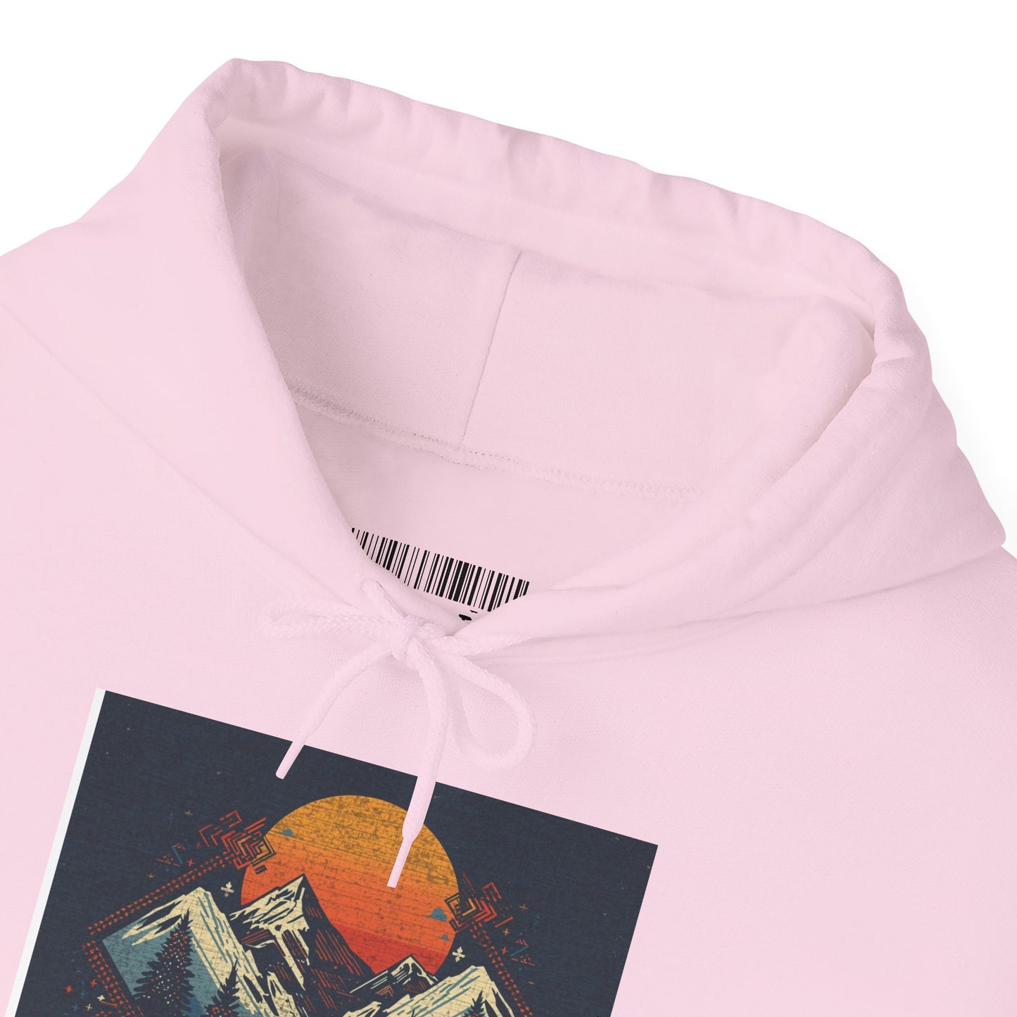 Mountain Sunset Hoodie – Retro Geometric Peaks & Rising Sun Sweatshirt