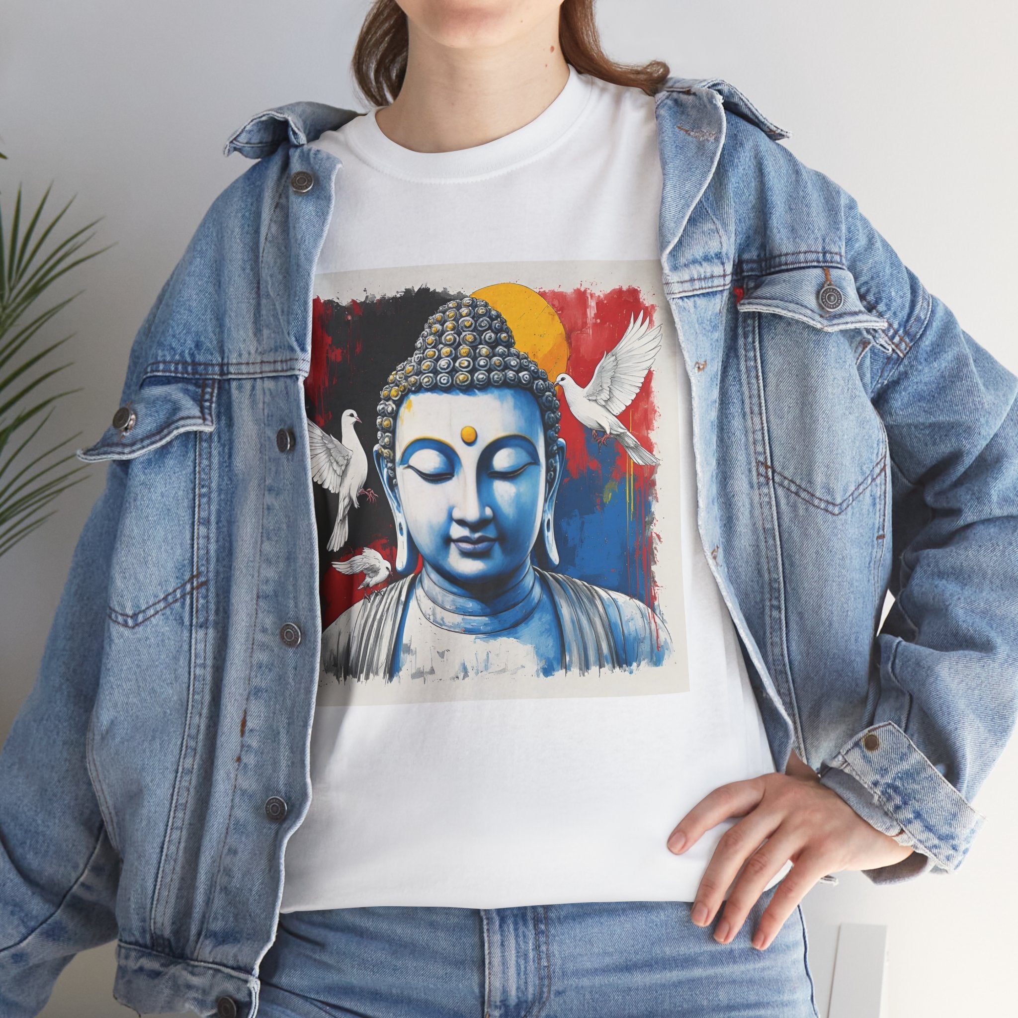Buddha Peace Tee — Colorful Buddha & Doves Graphic T-Shirt