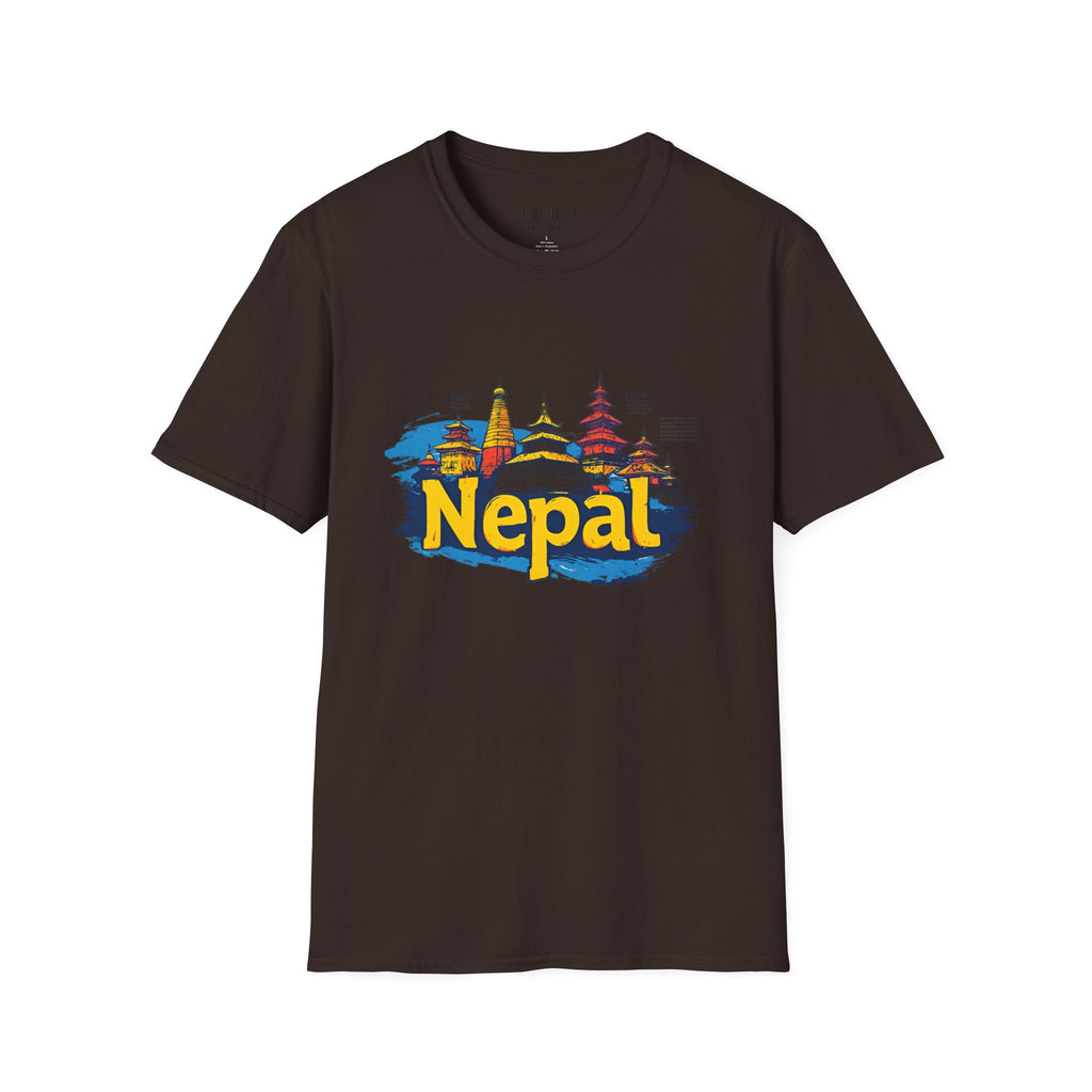 Nepal Temple Skyline T-Shirt – Nepali Cultural Heritage Graphic Tee, Travel & Spiritual Design