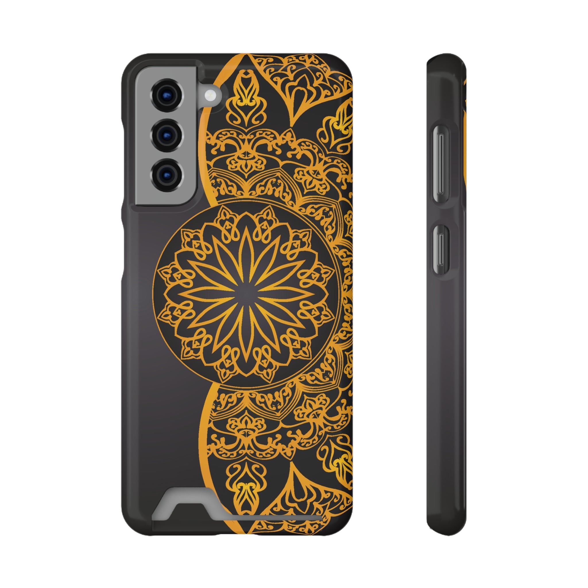 Elegant Mandala Phone Case With Card Holder, Boho Chic Gift, Smartphone Protector, Functional Accessory, Stylish Tech Decor