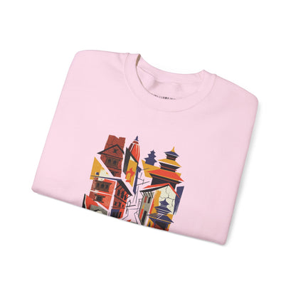 Architectural Cityscape Crewneck Sweatshirt — Abstract Urban Alley Art