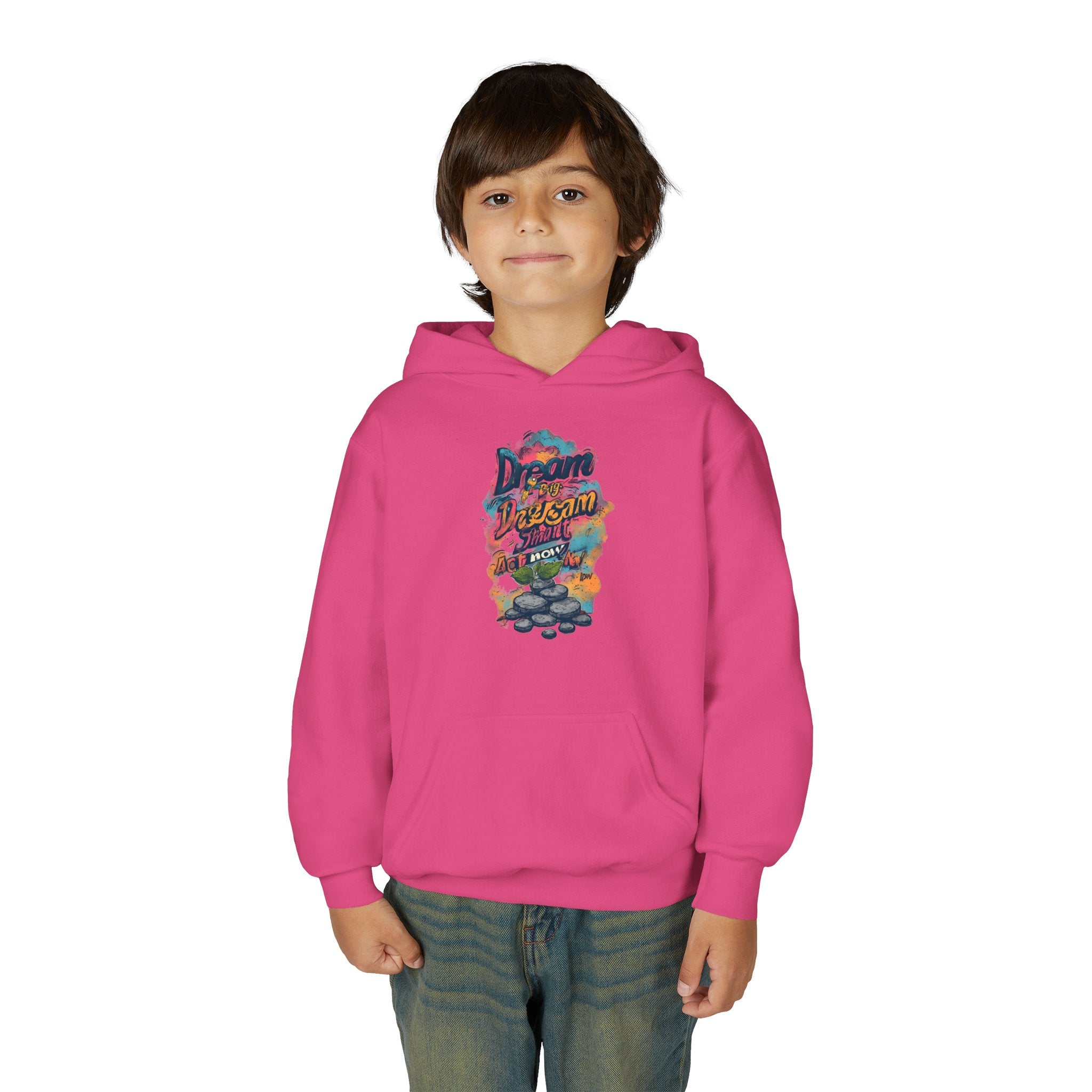 Dream Chasin' Youth Hoodie — Colorful Motivational Graphic Hoodie