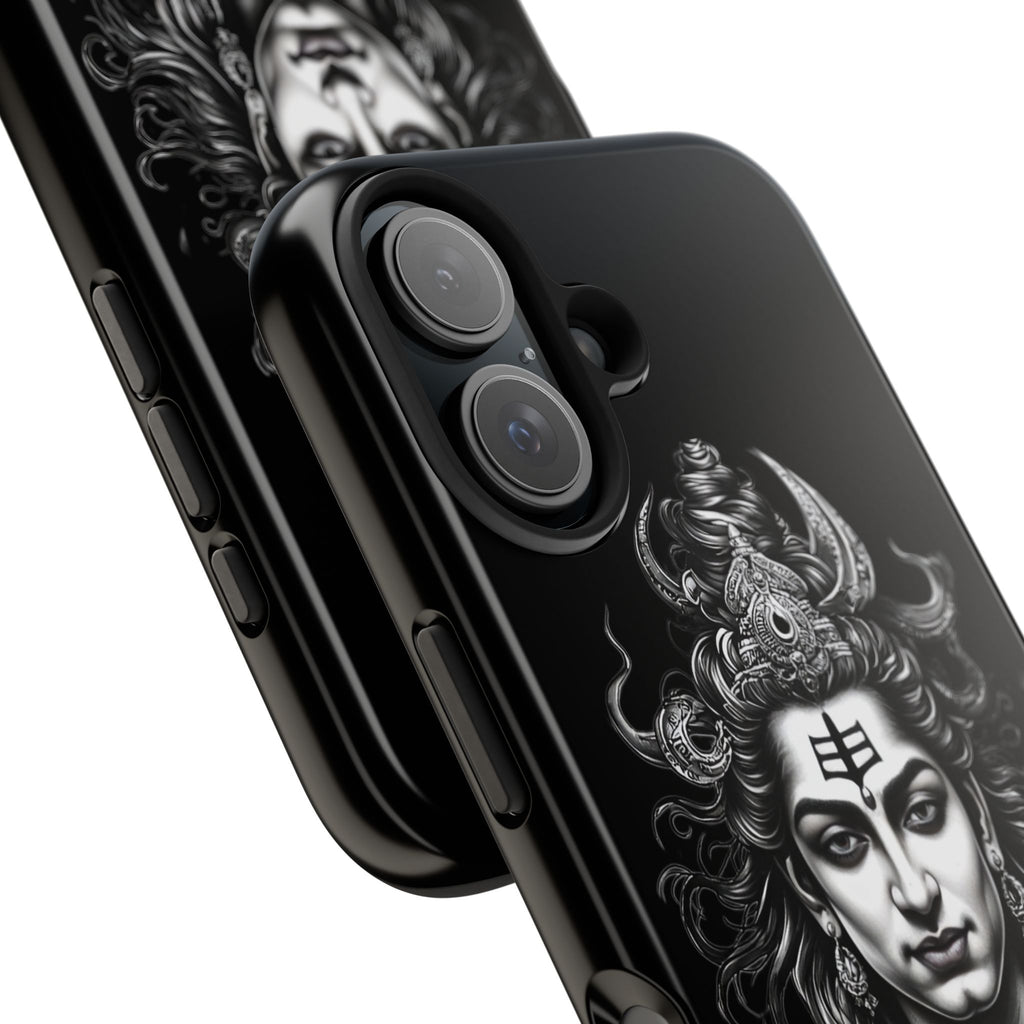 Phone Case — Intricate Lord Shiva Illustration on Black Tough Case