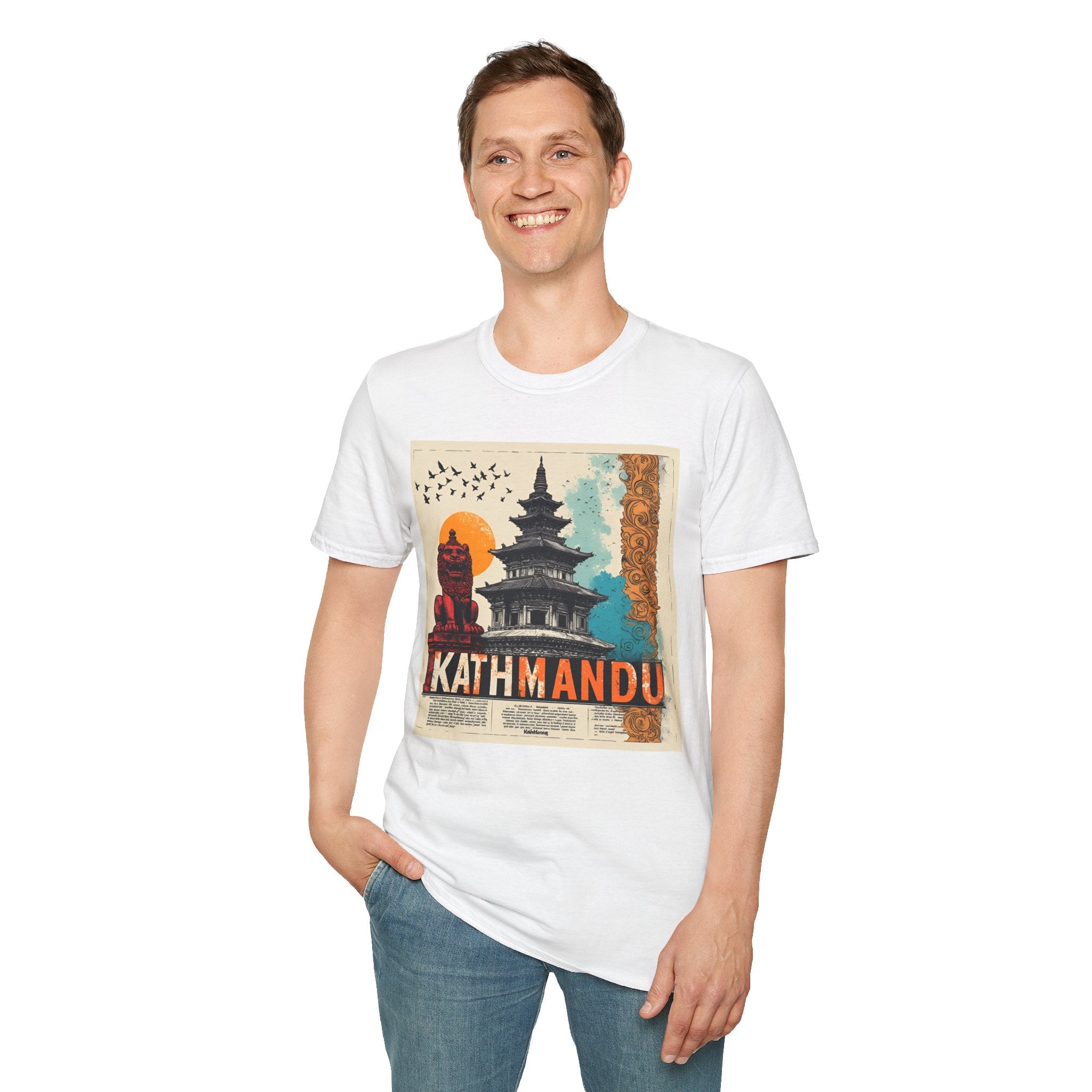 Kathmandu Vintage Travel T-Shirt – Retro Nepal Skyline Graphic Tee, Cultural Tourism Design