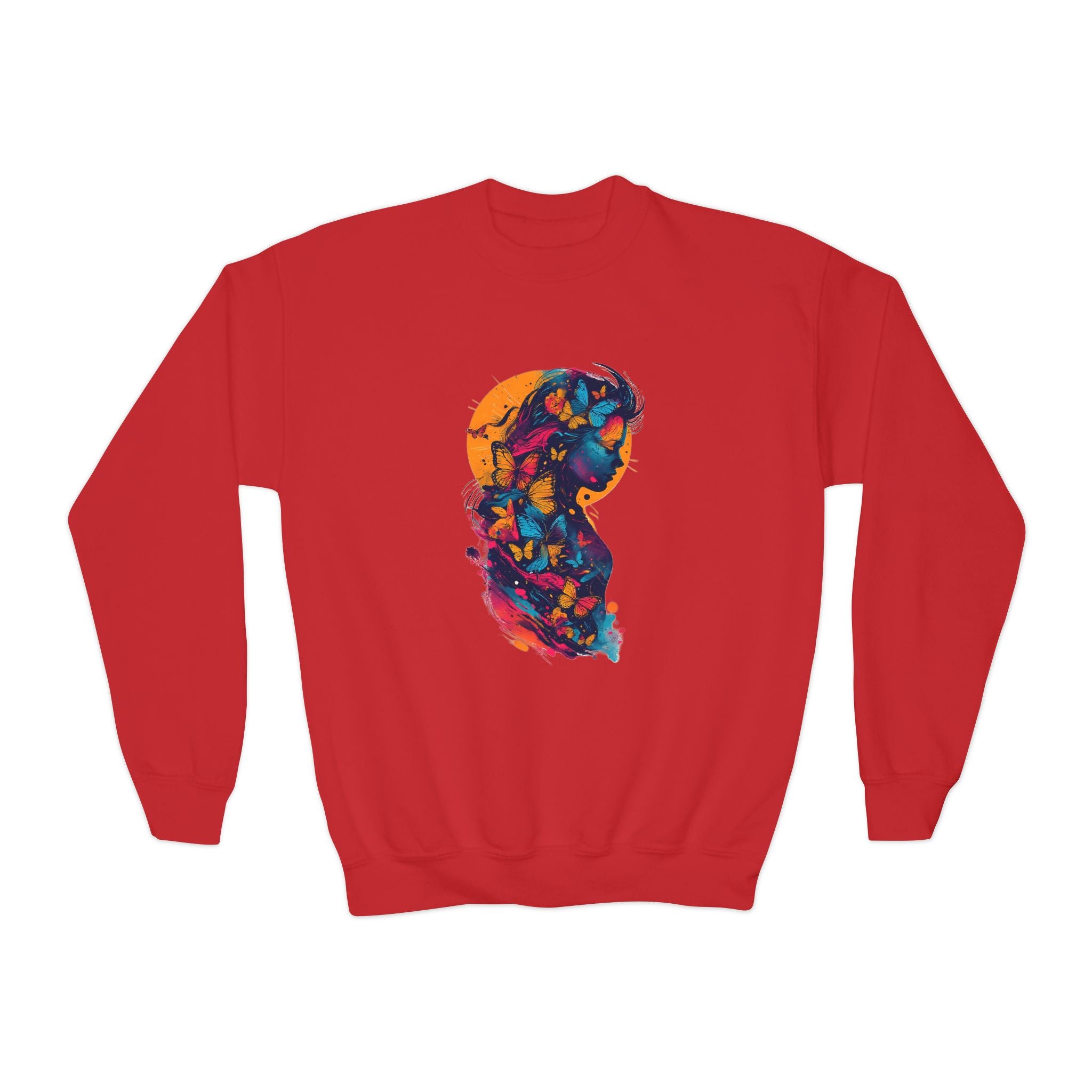 Youth Sweatshirt — Colorful Astronaut Silhouette Crewneck