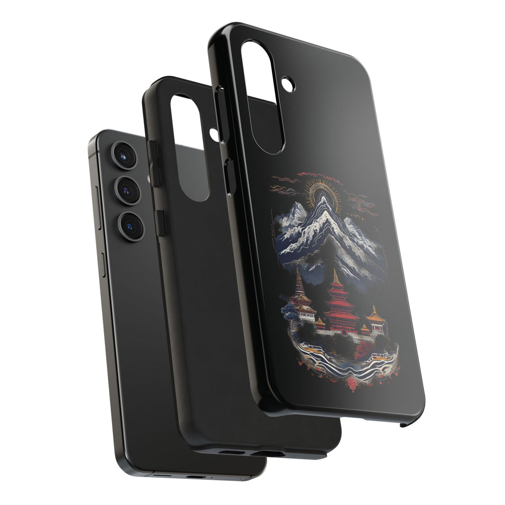 Mountain Temple Tough Phone Case — Japanese-Inspired Landscape Phone Cover
