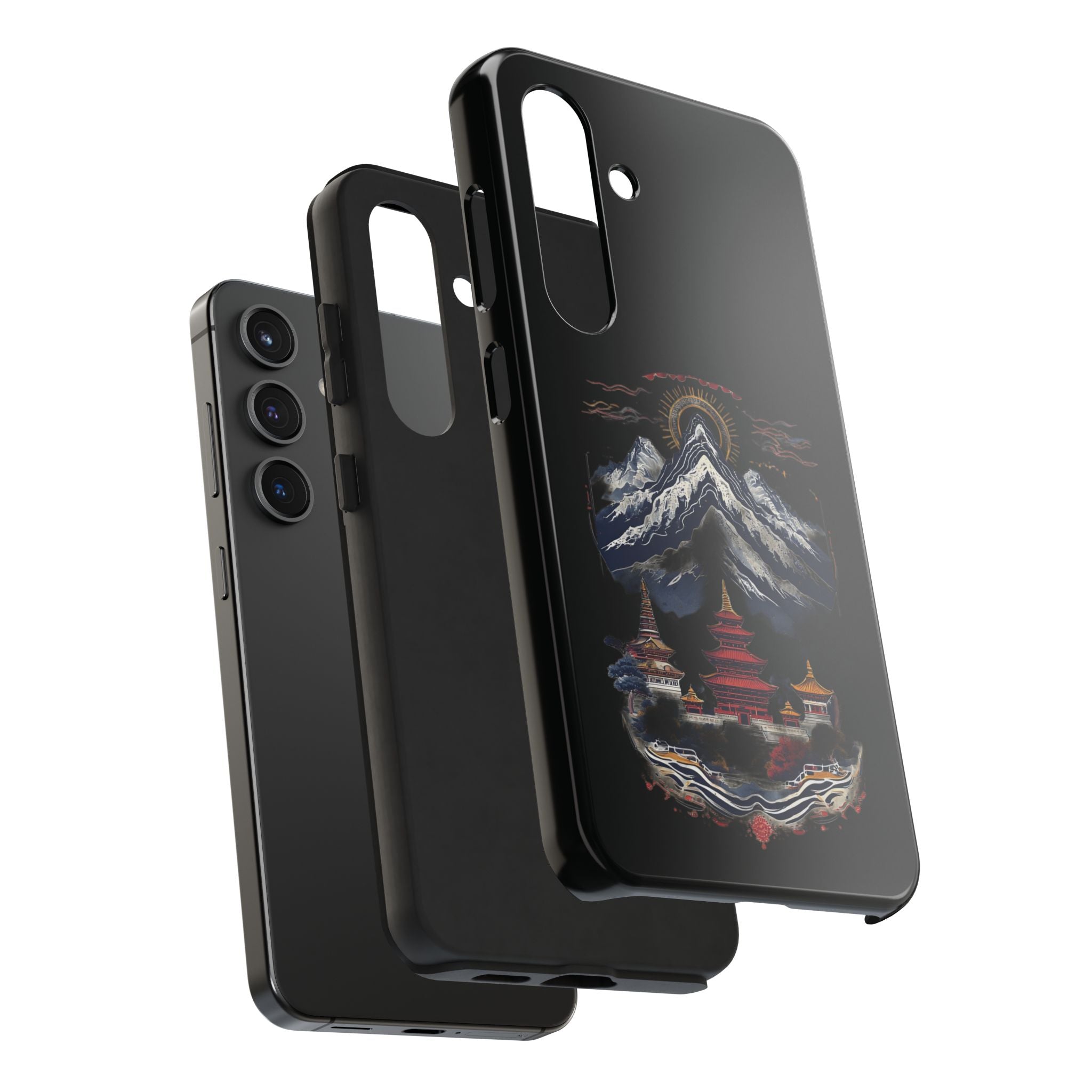 Mountain Temple Tough Phone Case — Japanese-Inspired Landscape Phone Cover