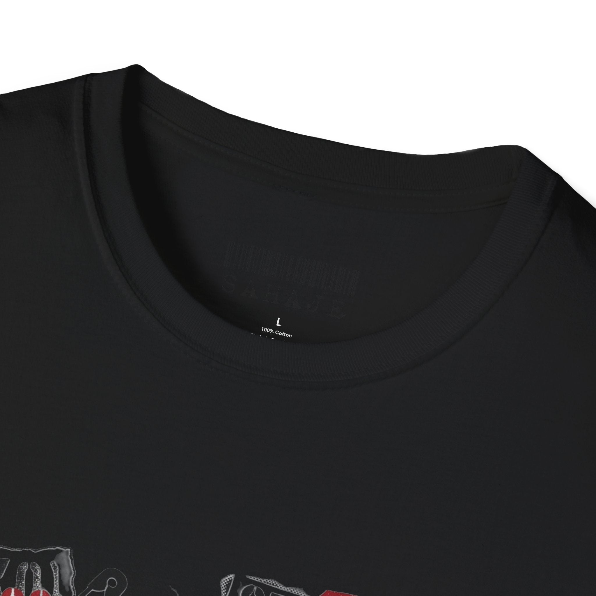 Sahajé Graphic T-Shirt — Bold Streetwear Tee with Red Slash Design