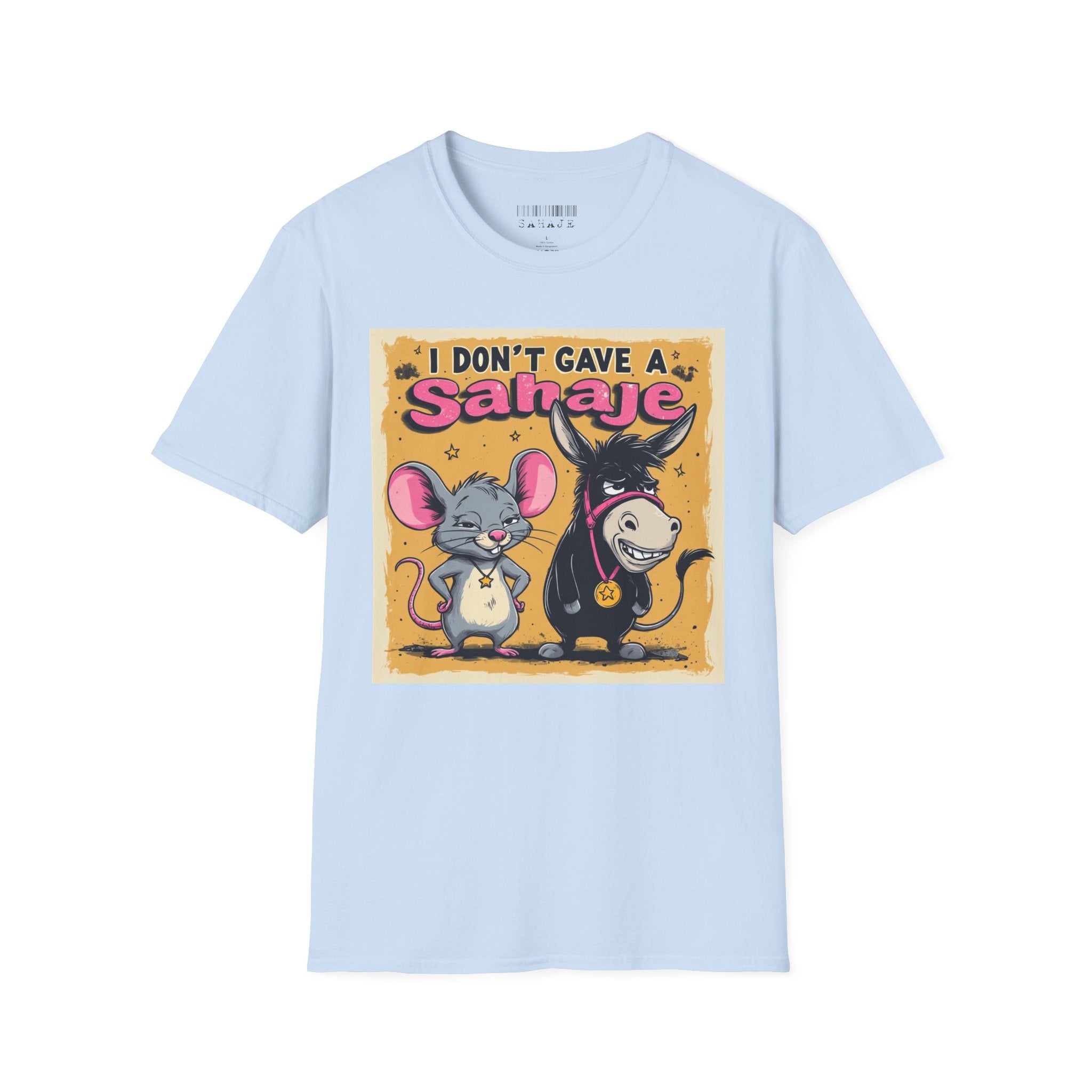 Don’t Give a Satrage T-Shirt — Funny Mouse & Donkey Cartoon Tee