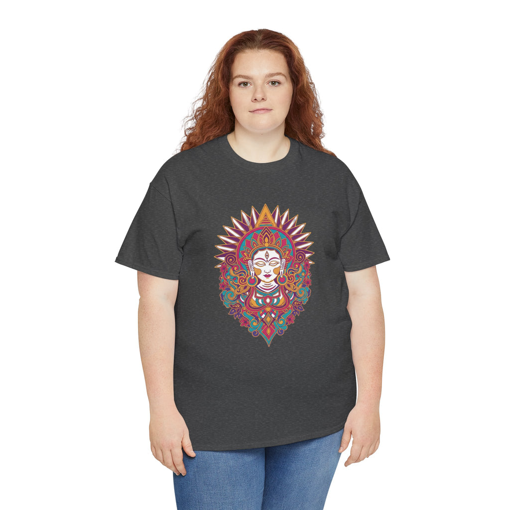 Spiritual Goddess Sun Mandala Tee — Colorful Boho Yoga T‑Shirt