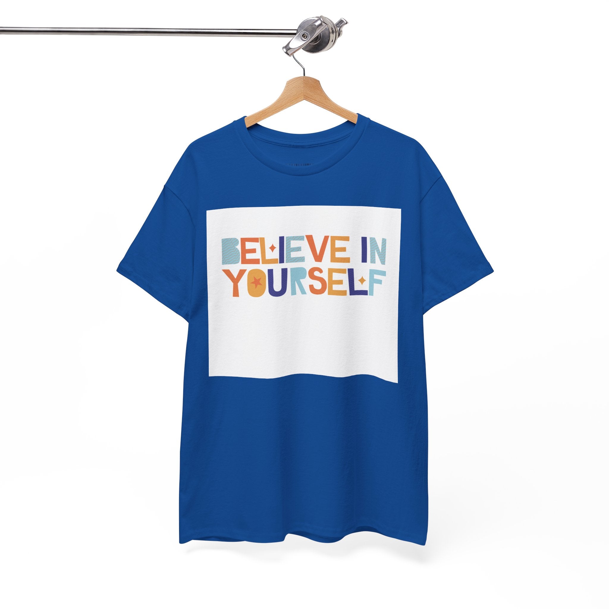 T-Shirt — "Believe in Yourself" Colorful Retro Motivational Tee
