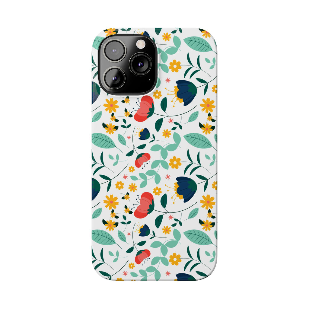 Floral Slim Phone Case — Colorful Folk Flower Pattern