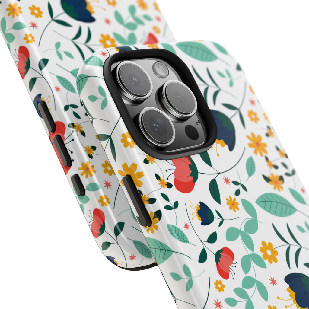 Floral Pattern Tough Phone Case — Colorful Spring Flowers Phone Cover