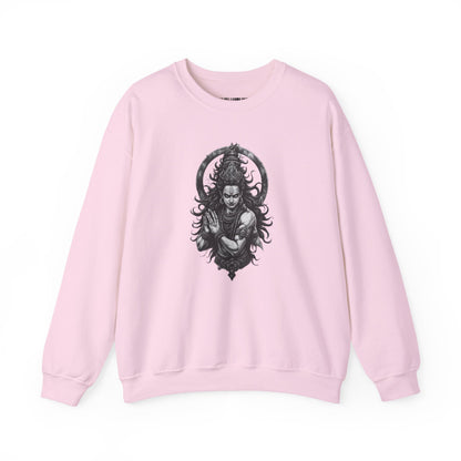 Shiva Meditation Crewneck Sweatshirt — Detailed Shiva Portrait Spiritual Yoga Pullover