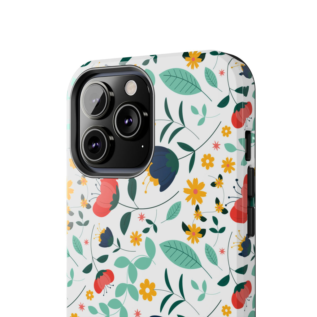 Floral Pattern Tough Phone Case — Colorful Spring Flowers Phone Cover