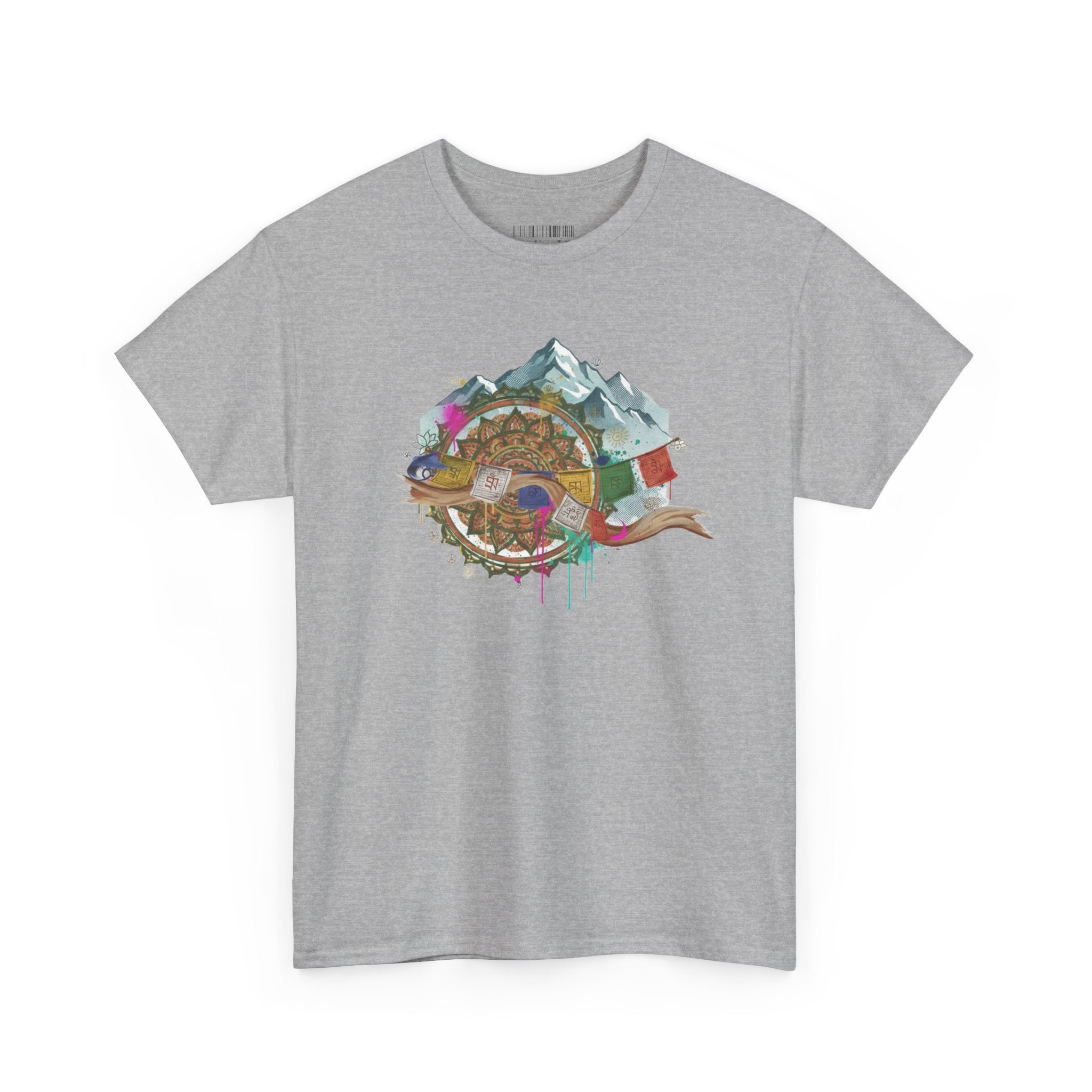 Adventure Compass Graphic Tee — Mountain, Globe & Flag Illustration