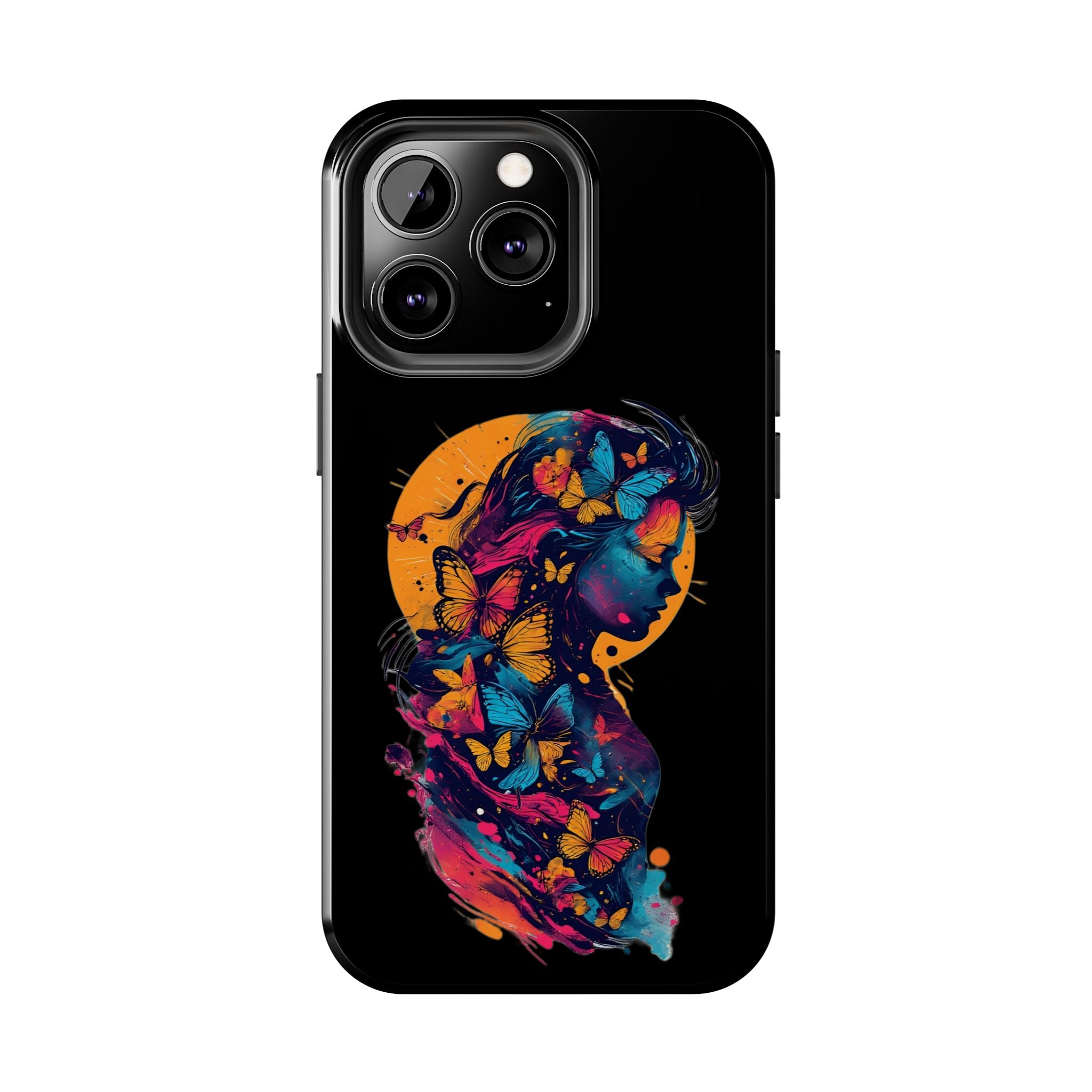 Butterfly Silhouette Tough Phone Case — Colorful Woman Art Protective Cover