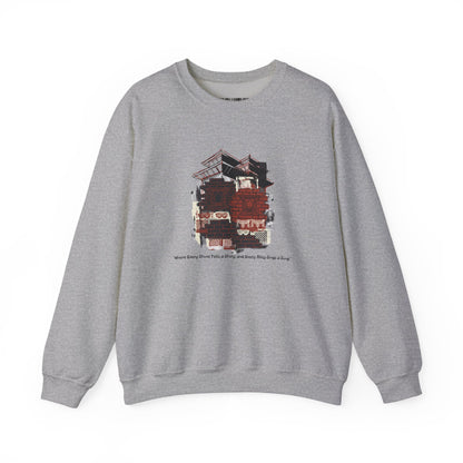 Crewneck Sweatshirt — Cozy Vintage Cabin Illustration with Quote
